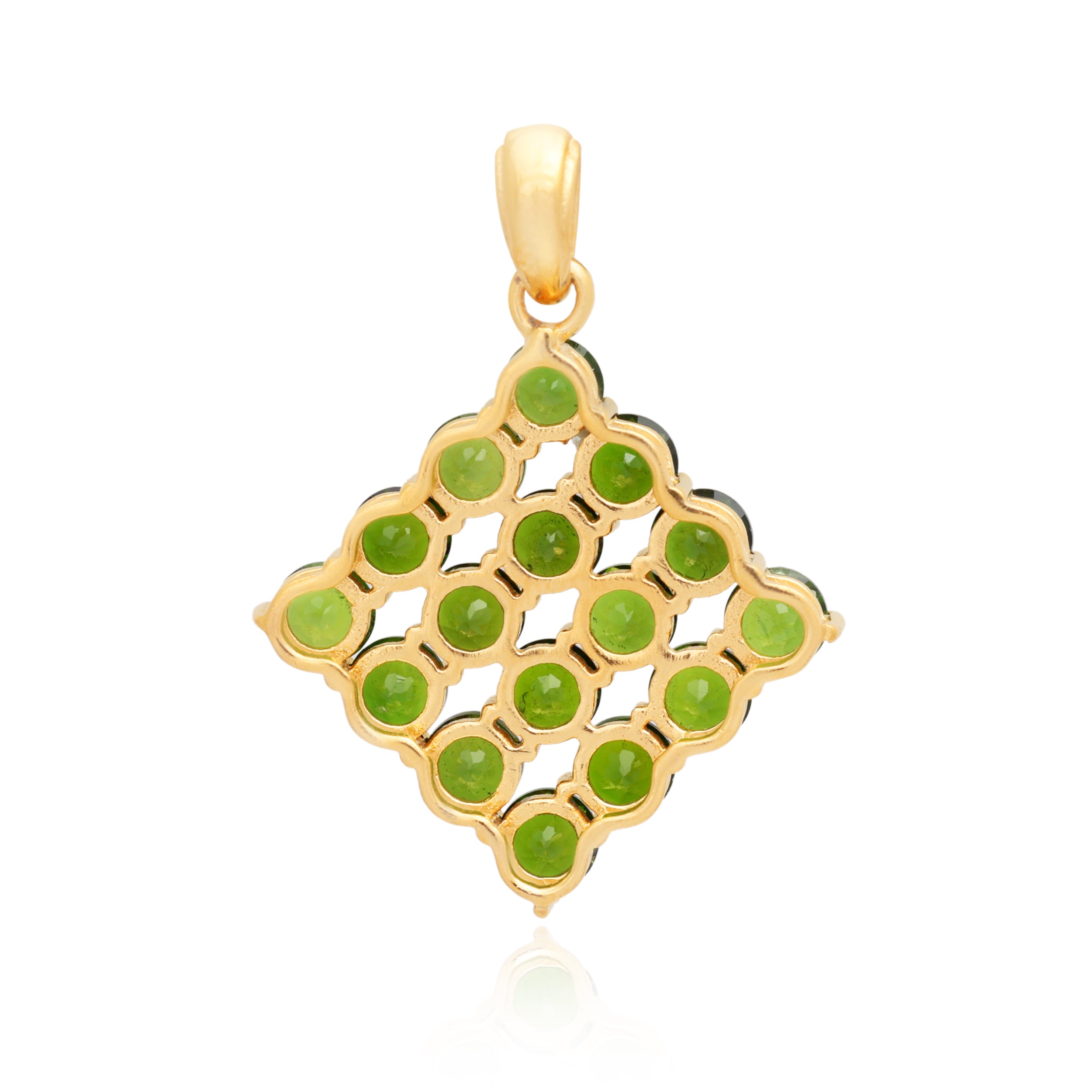 Chrome Diopside Round Pendant with Prong Setting