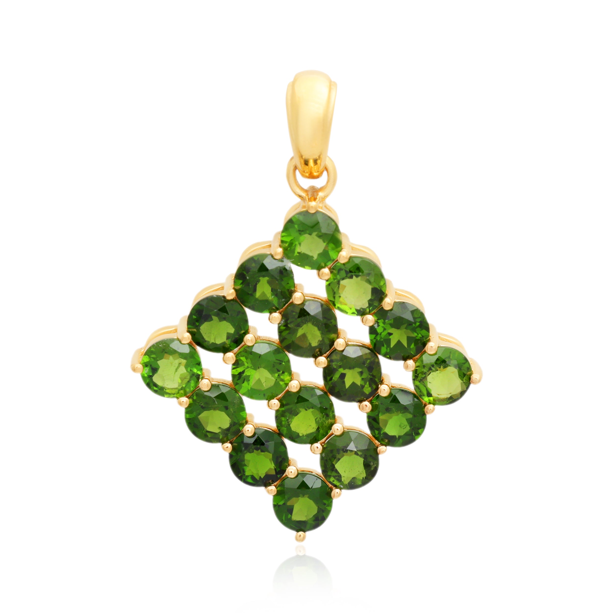 Chrome Diopside Round Pendant with Prong Setting