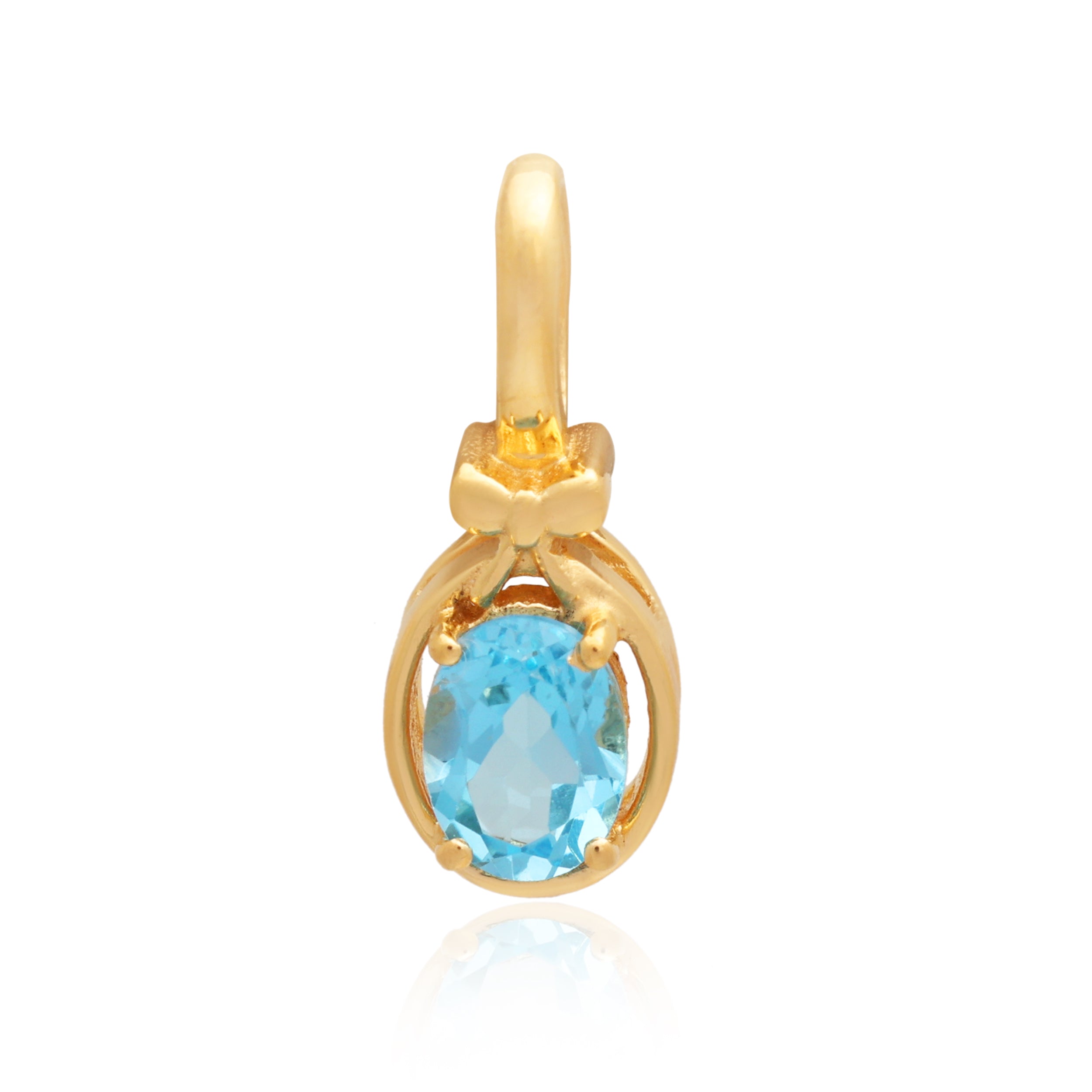 Swiss Blue Topaz Oval Pendant with Prong Setting