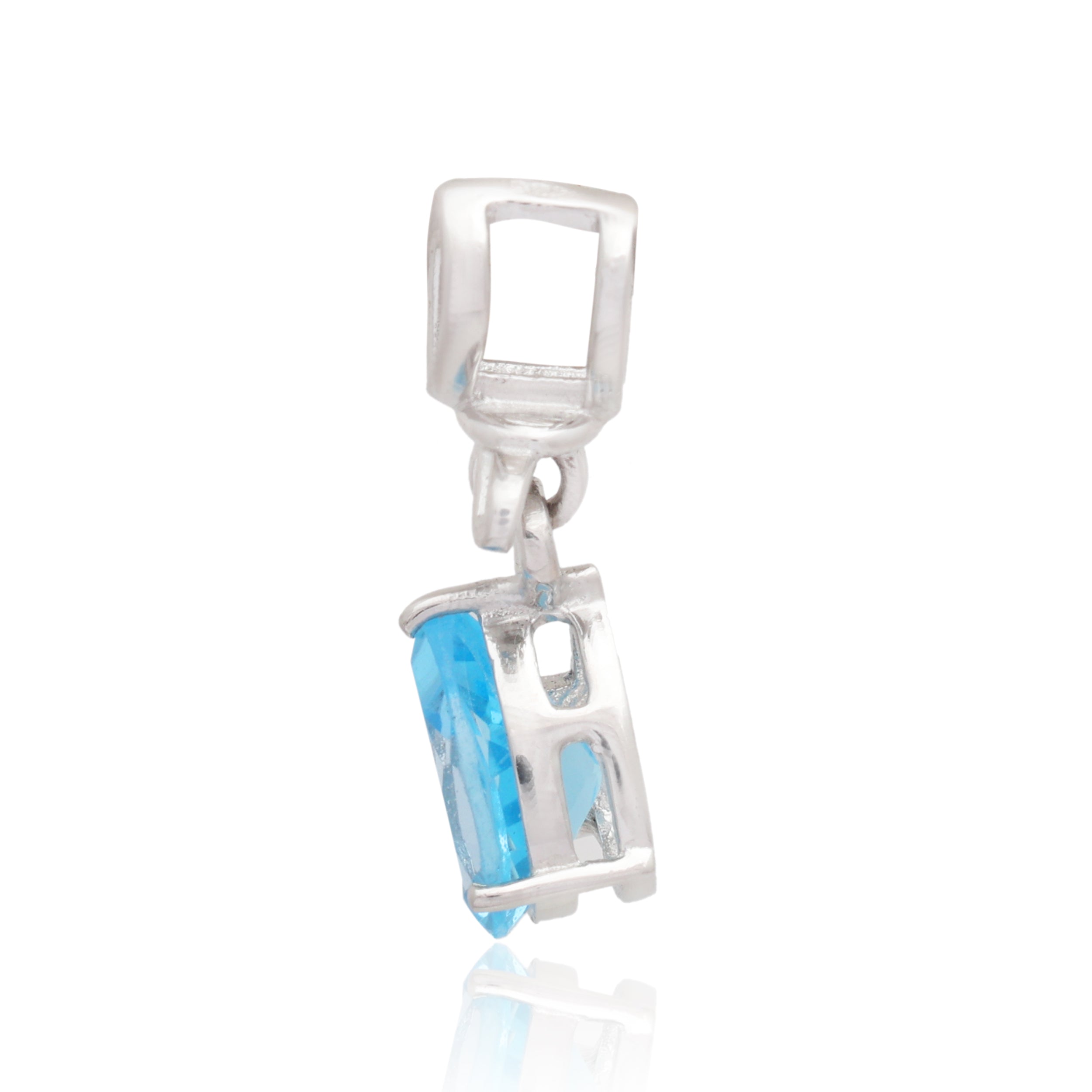 Swiss Blue Topaz Pear Pendant with Prong Setting