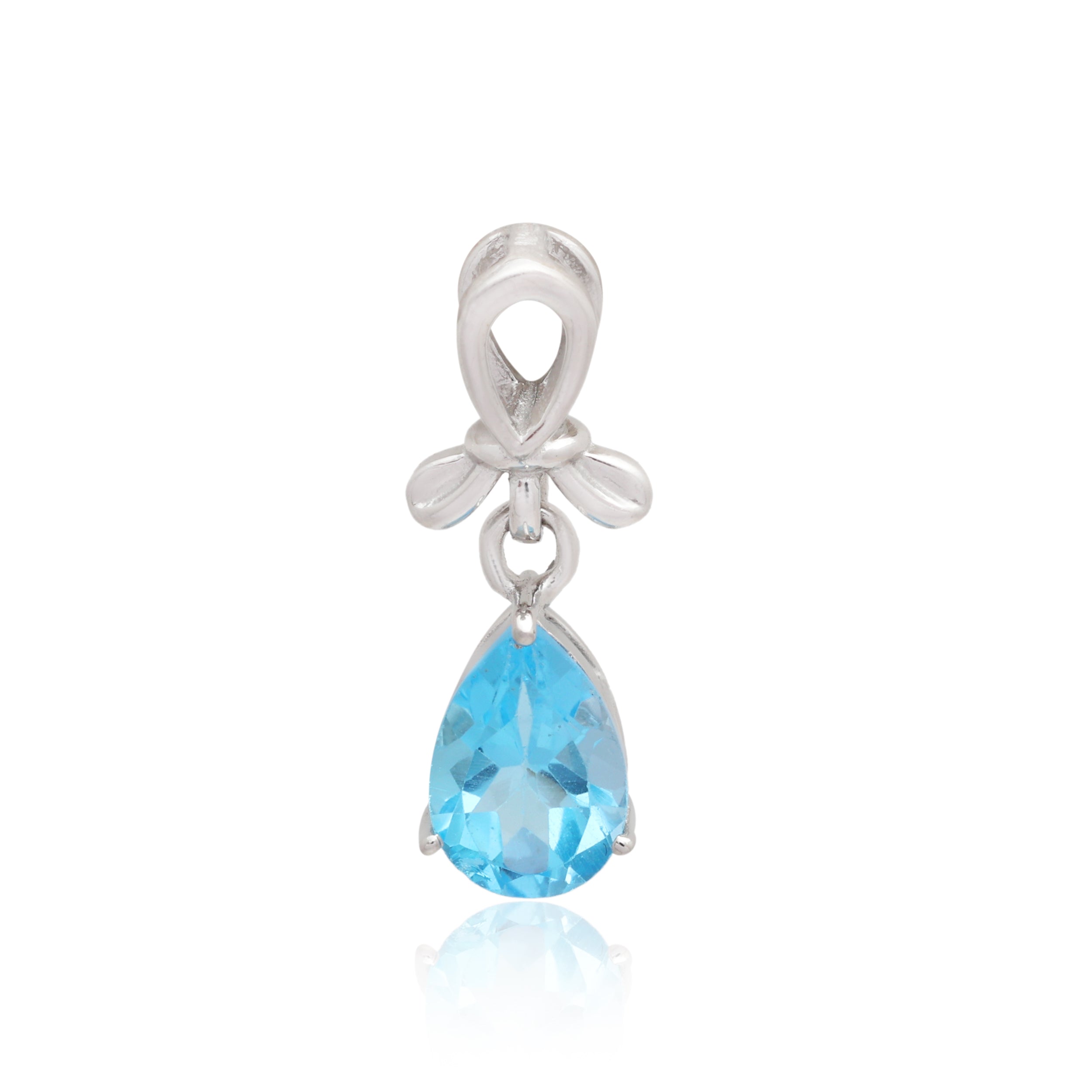 Swiss Blue Topaz Pear Pendant with Prong Setting