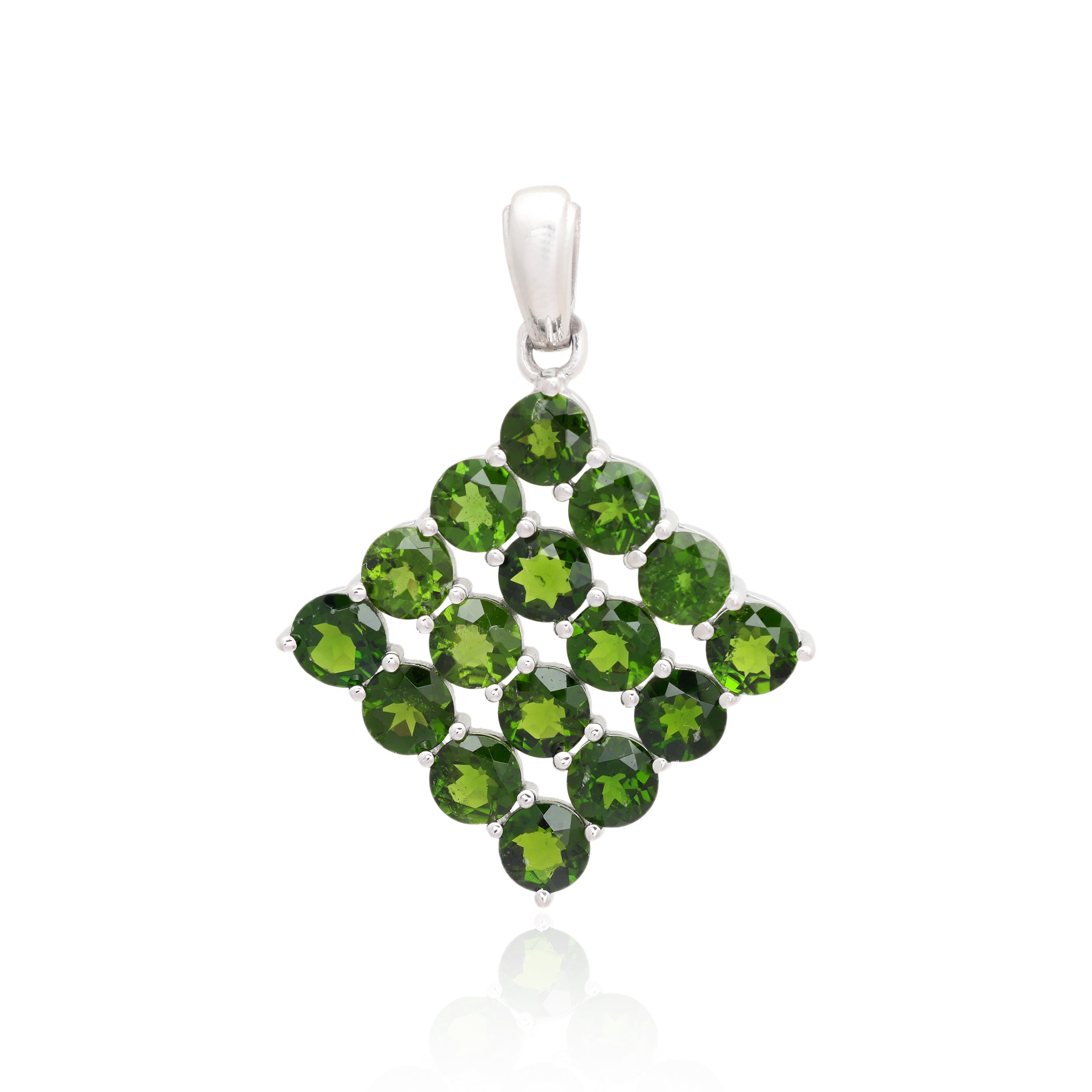 Chrome Diopside Round Pendant with Prong Setting