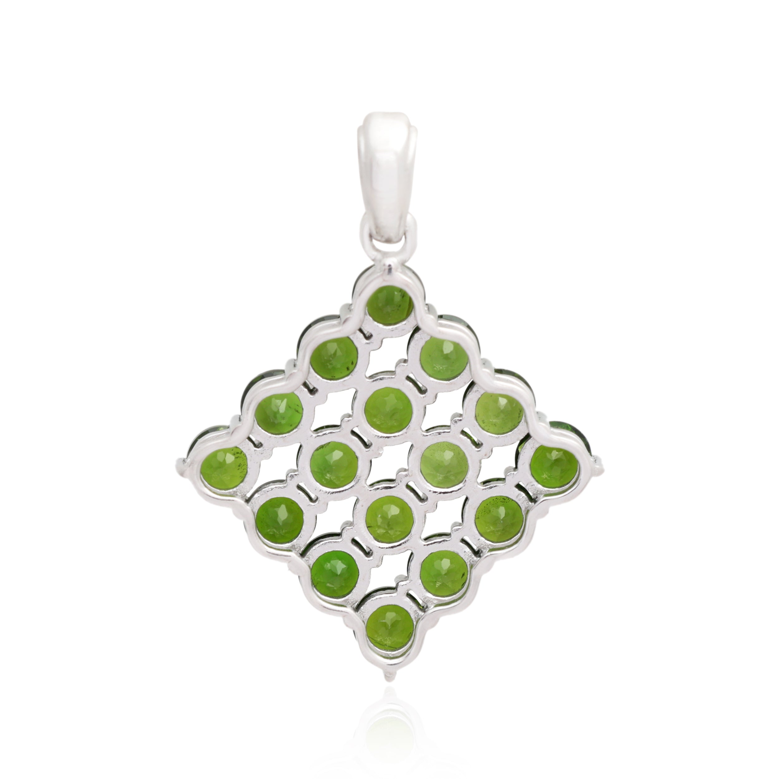 Chrome Diopside Round Pendant with Prong Setting