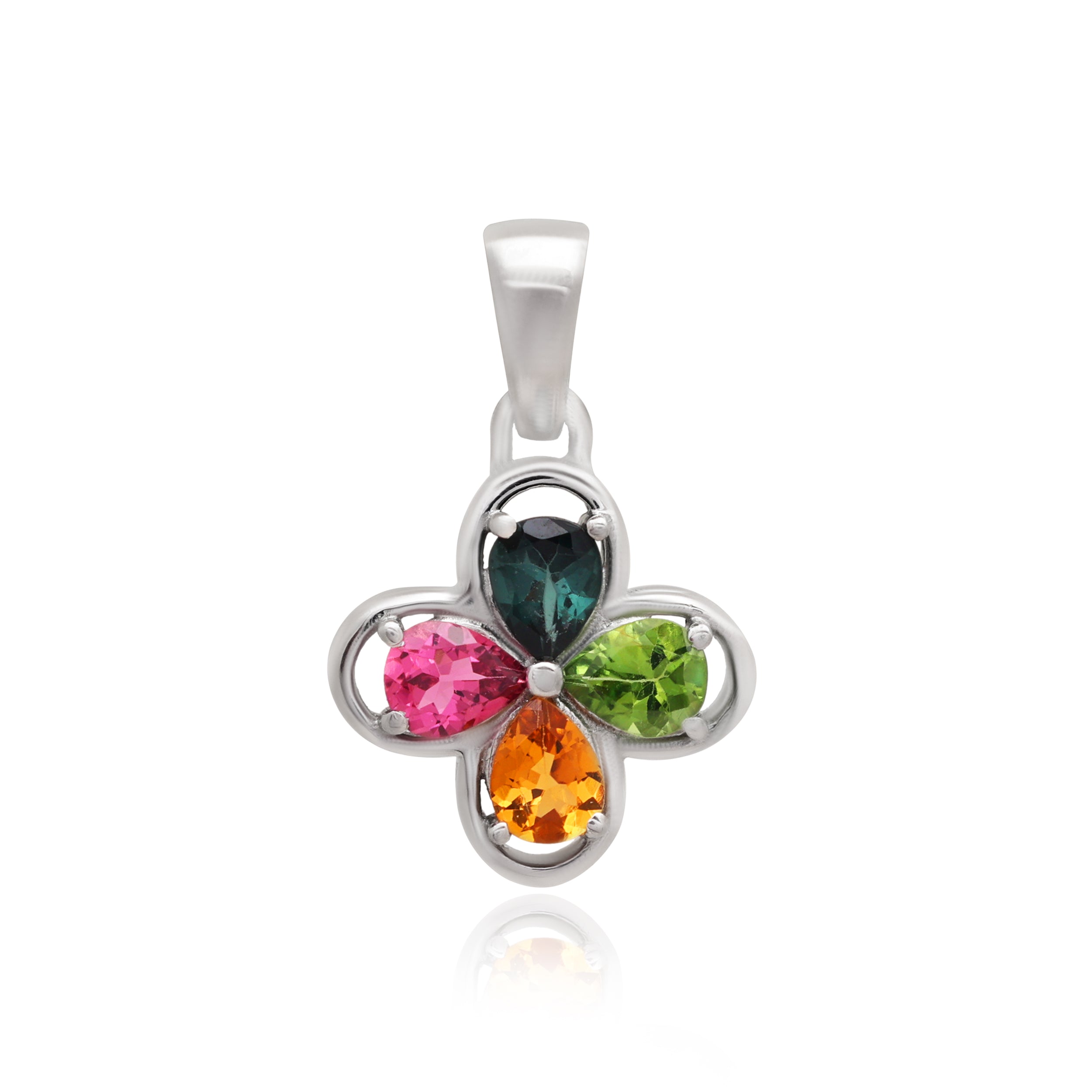 Multi Tourmaline Pear Pendant with Prong Setting