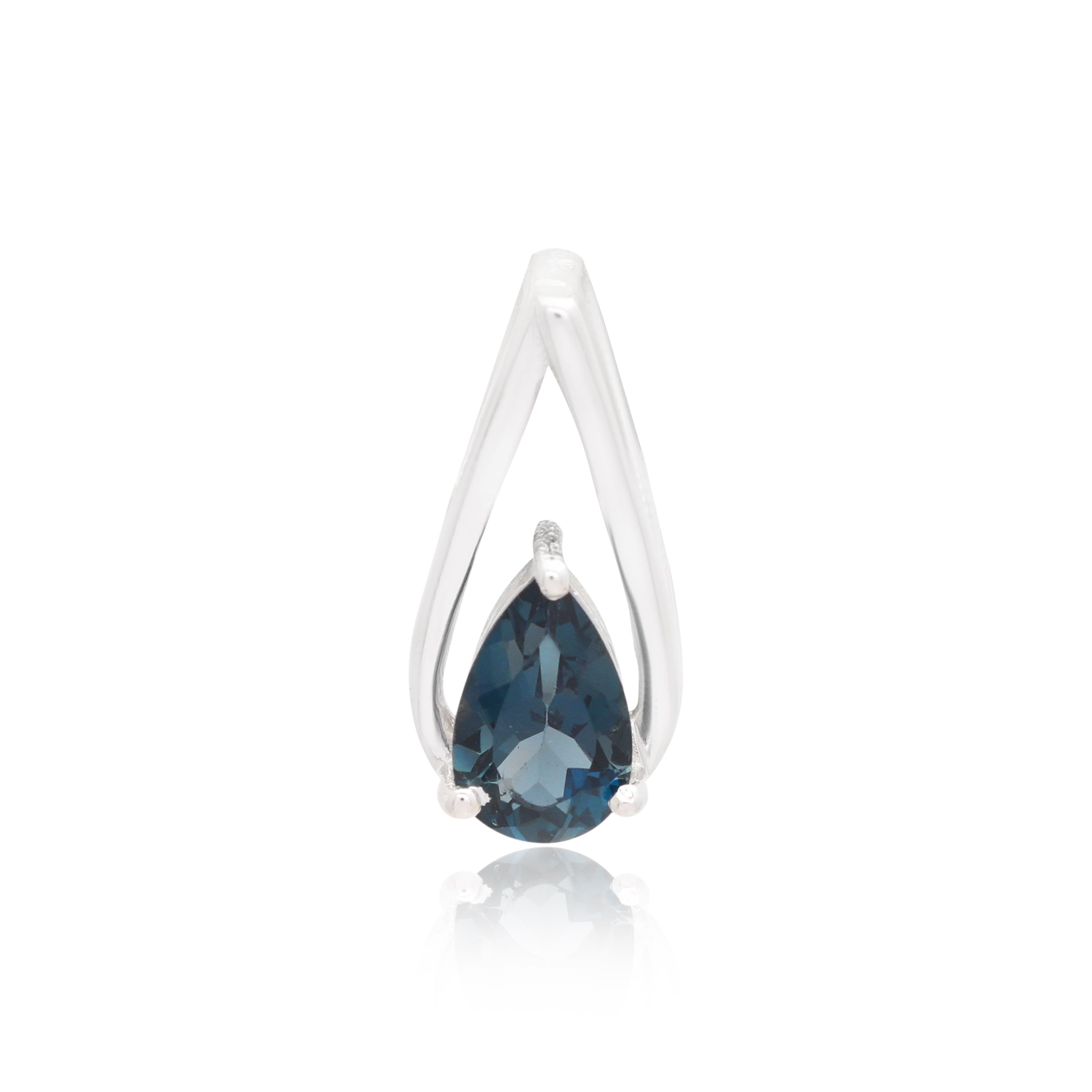 London Blue Topaz Pear Pendant with Prong Setting