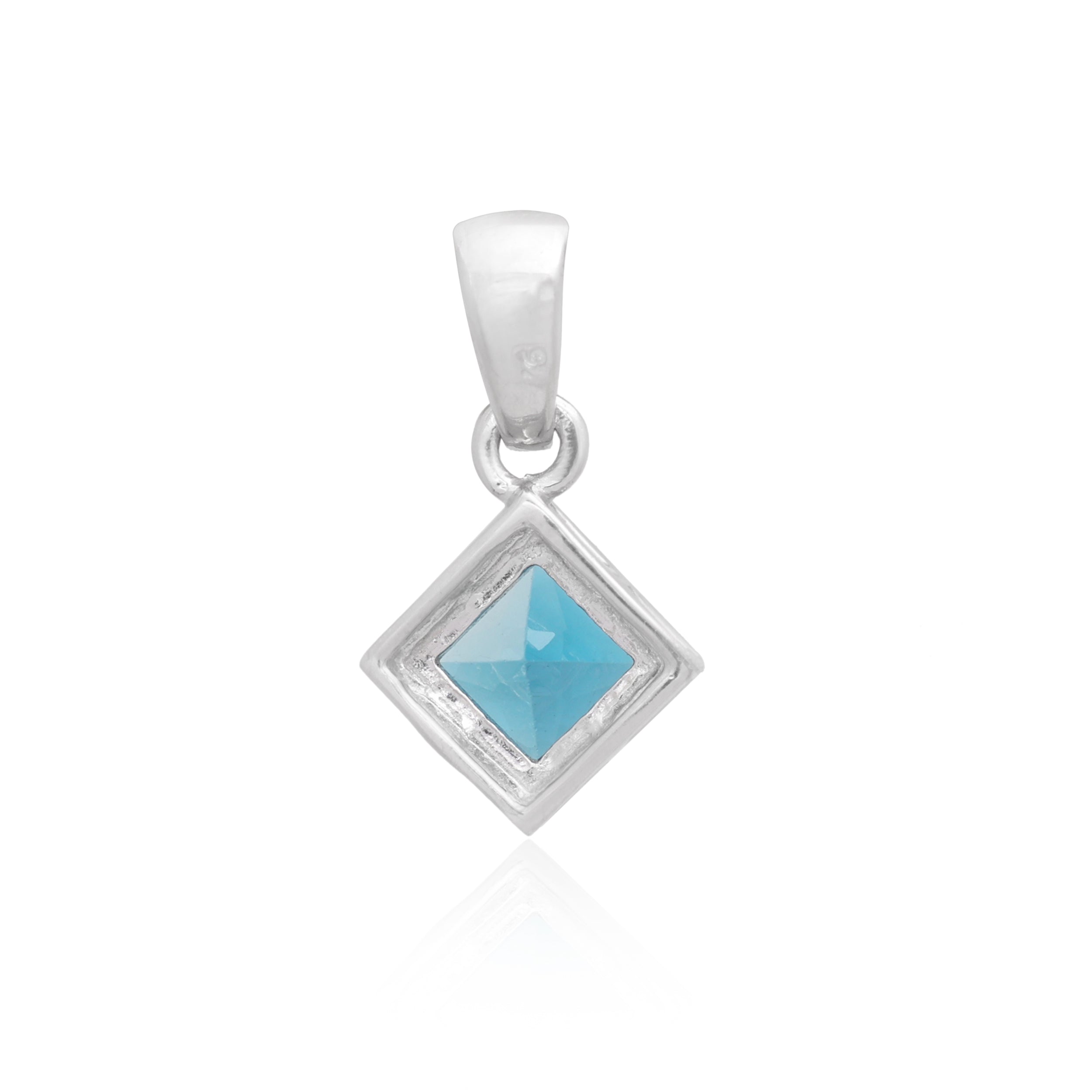 London Blue Topaz Square Pendant with Prong Setting