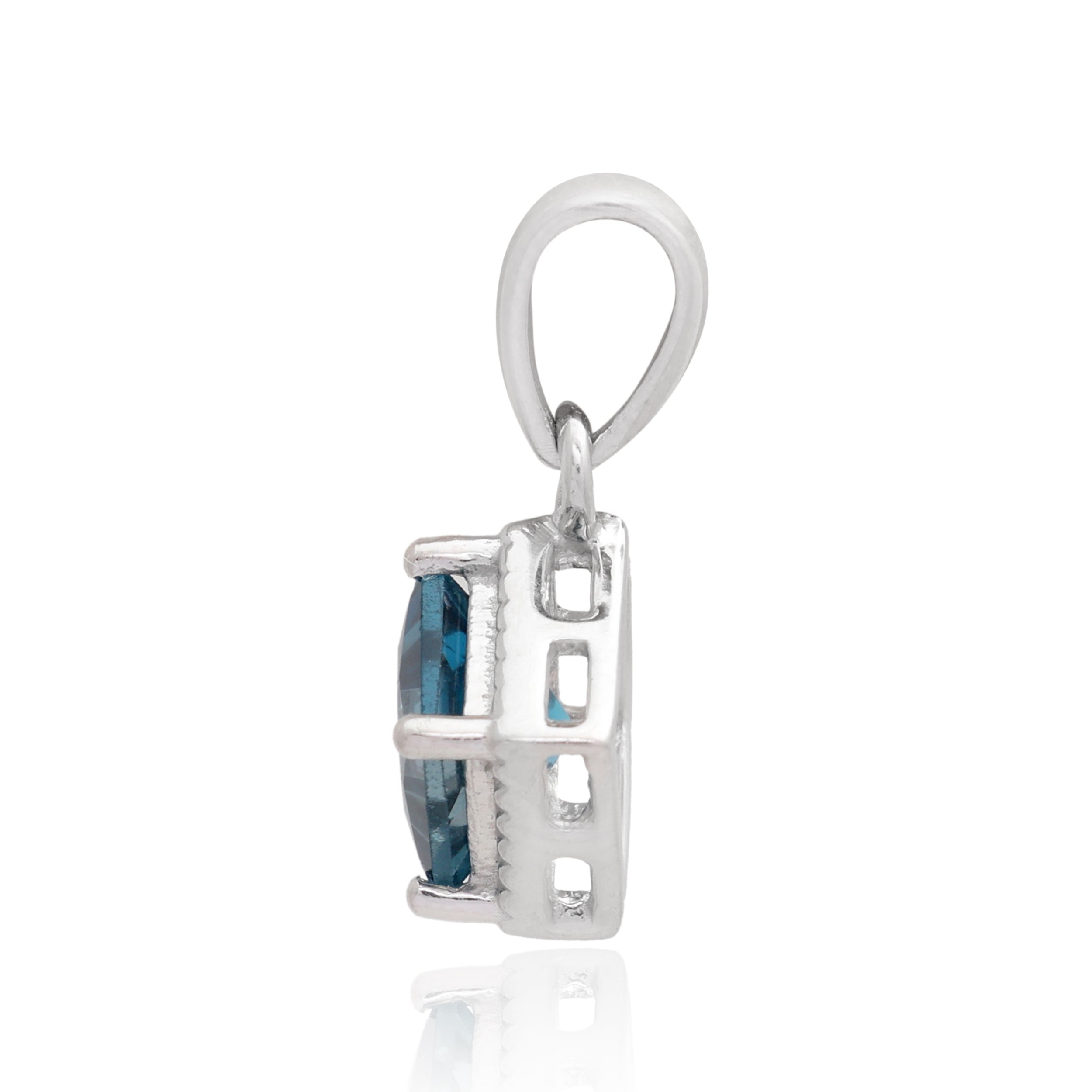 London Blue Topaz Square Pendant with Prong Setting