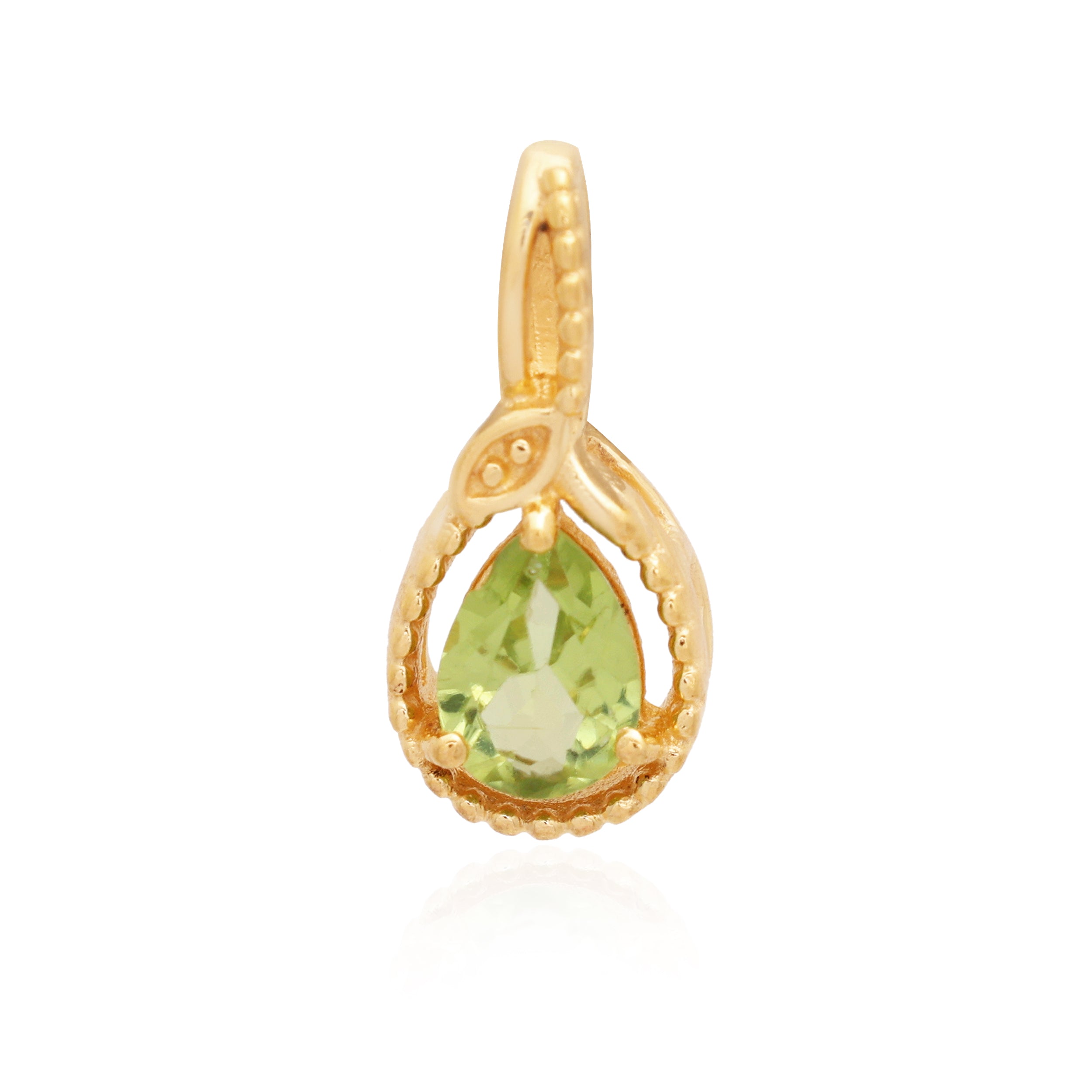 Peridot Pear Pendant with Prong Setting