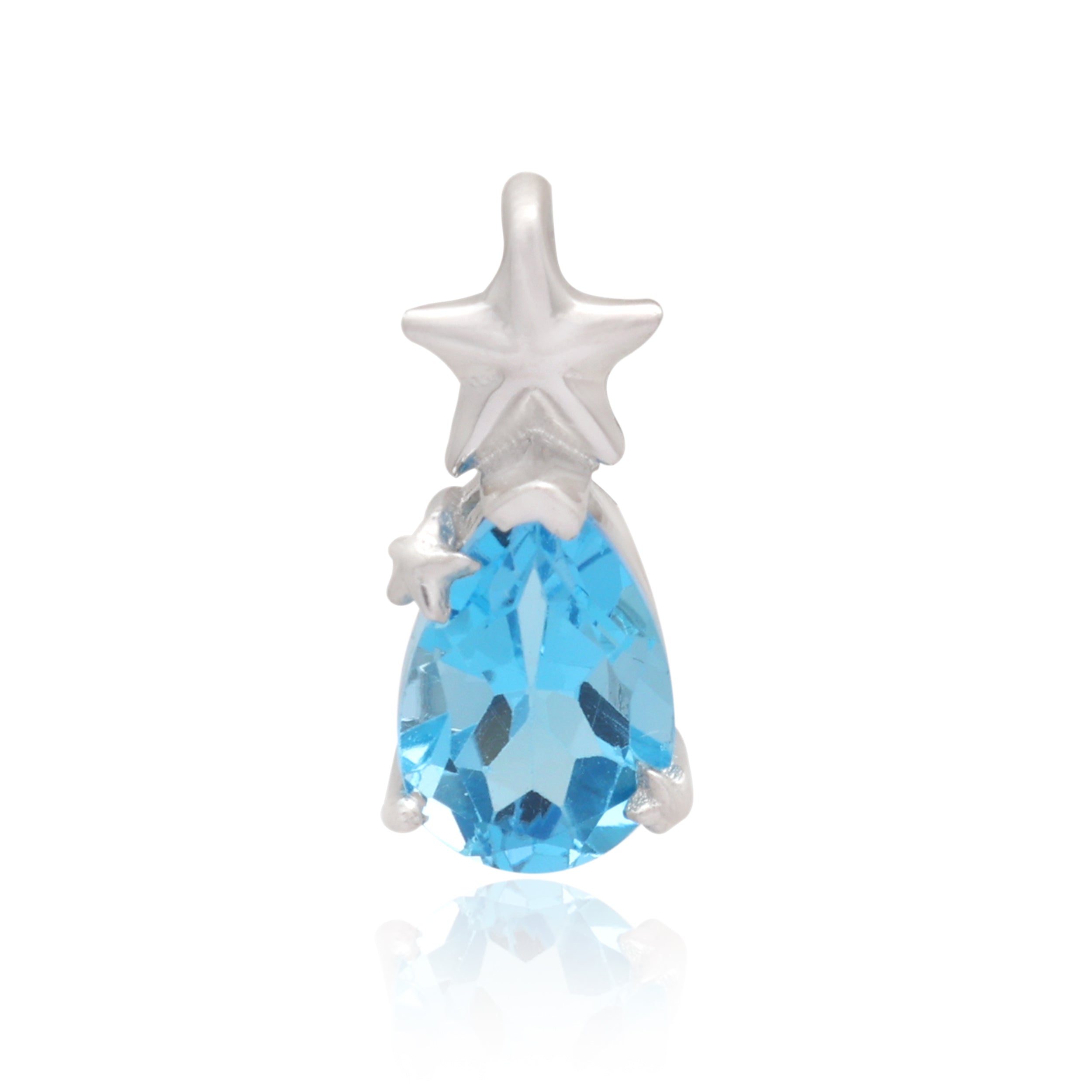 Swiss Blue Topaz Pear Pendant with Prong Setting