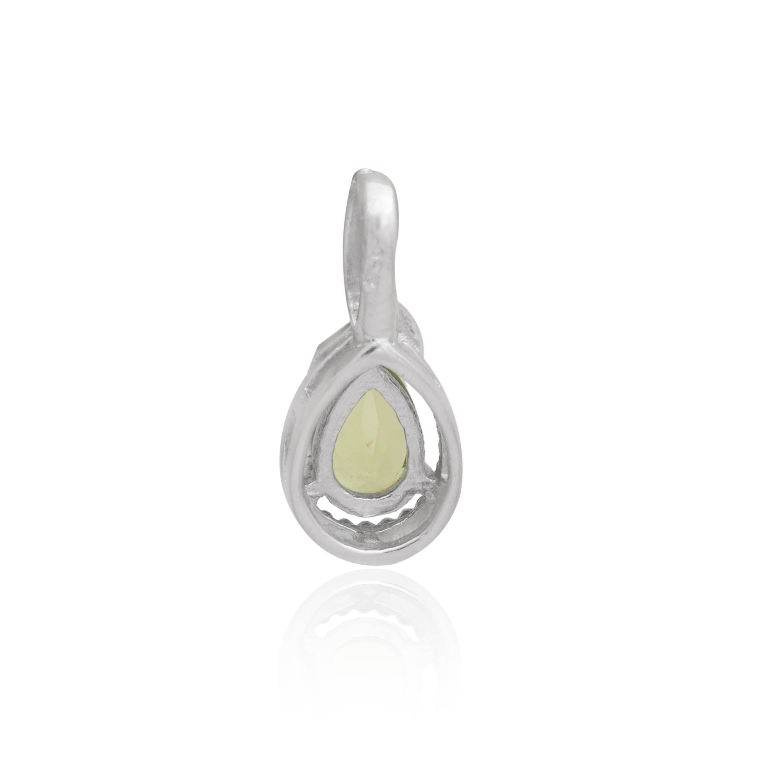 Peridot Pear Pendant with Prong Setting