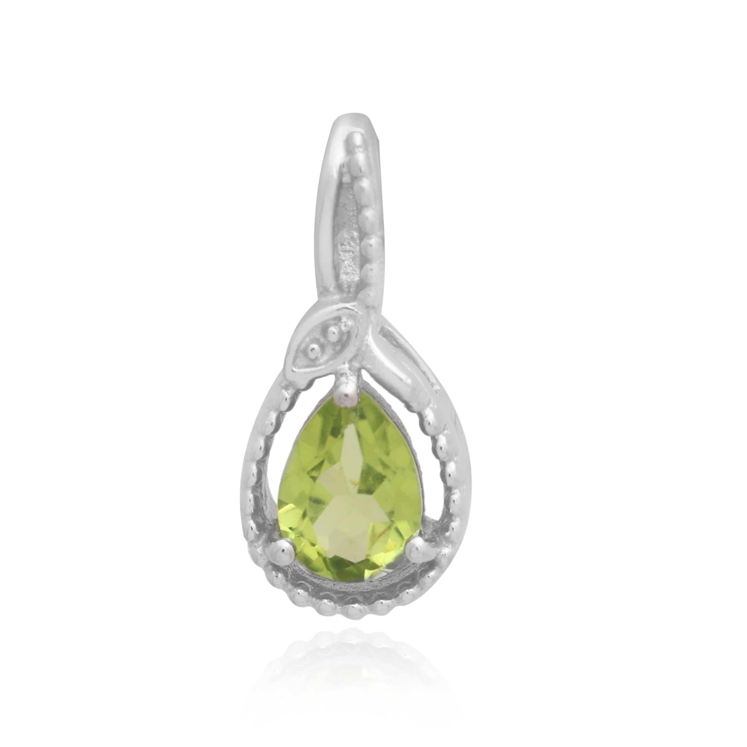 Peridot Pear Pendant with Prong Setting