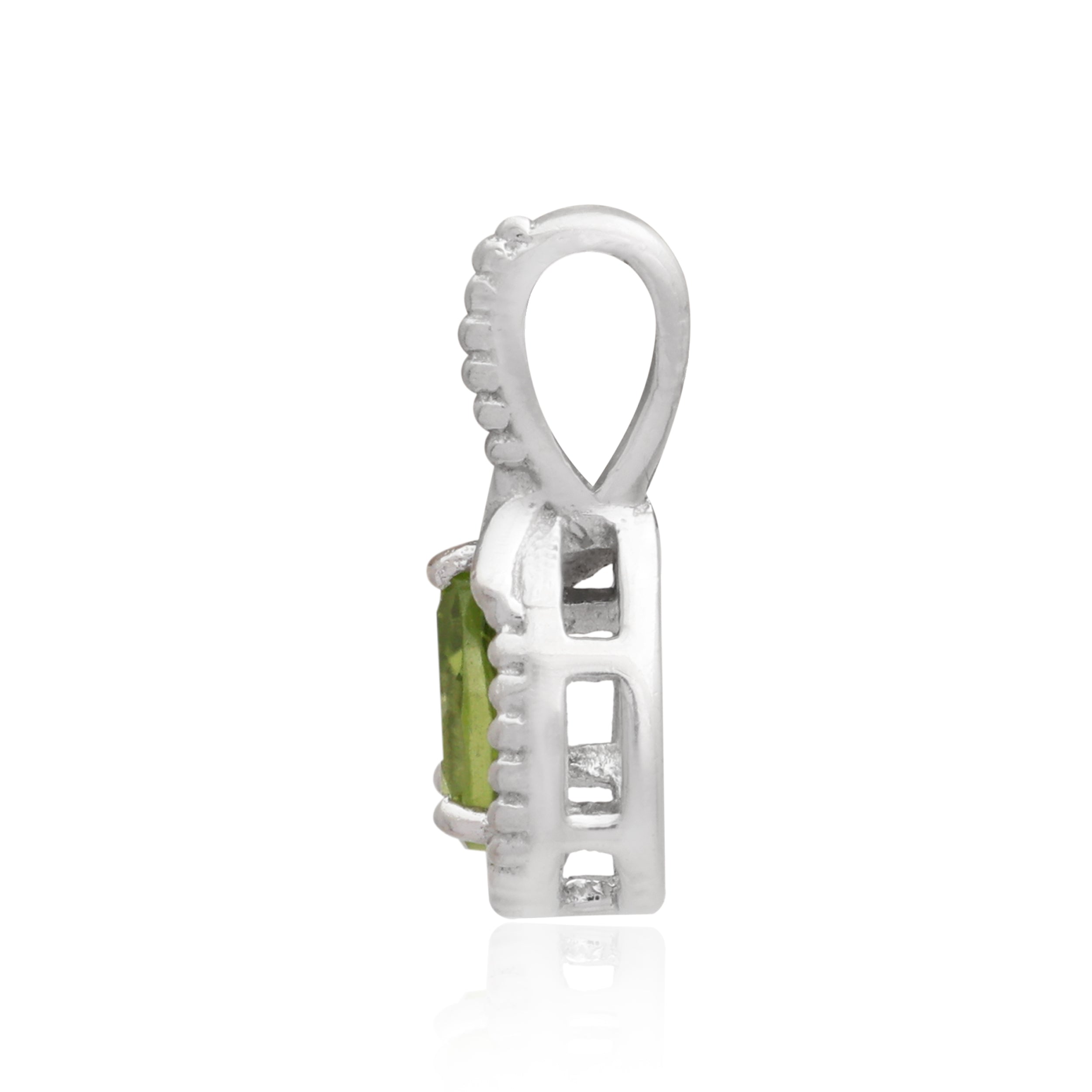 Peridot Pear Pendant with Prong Setting