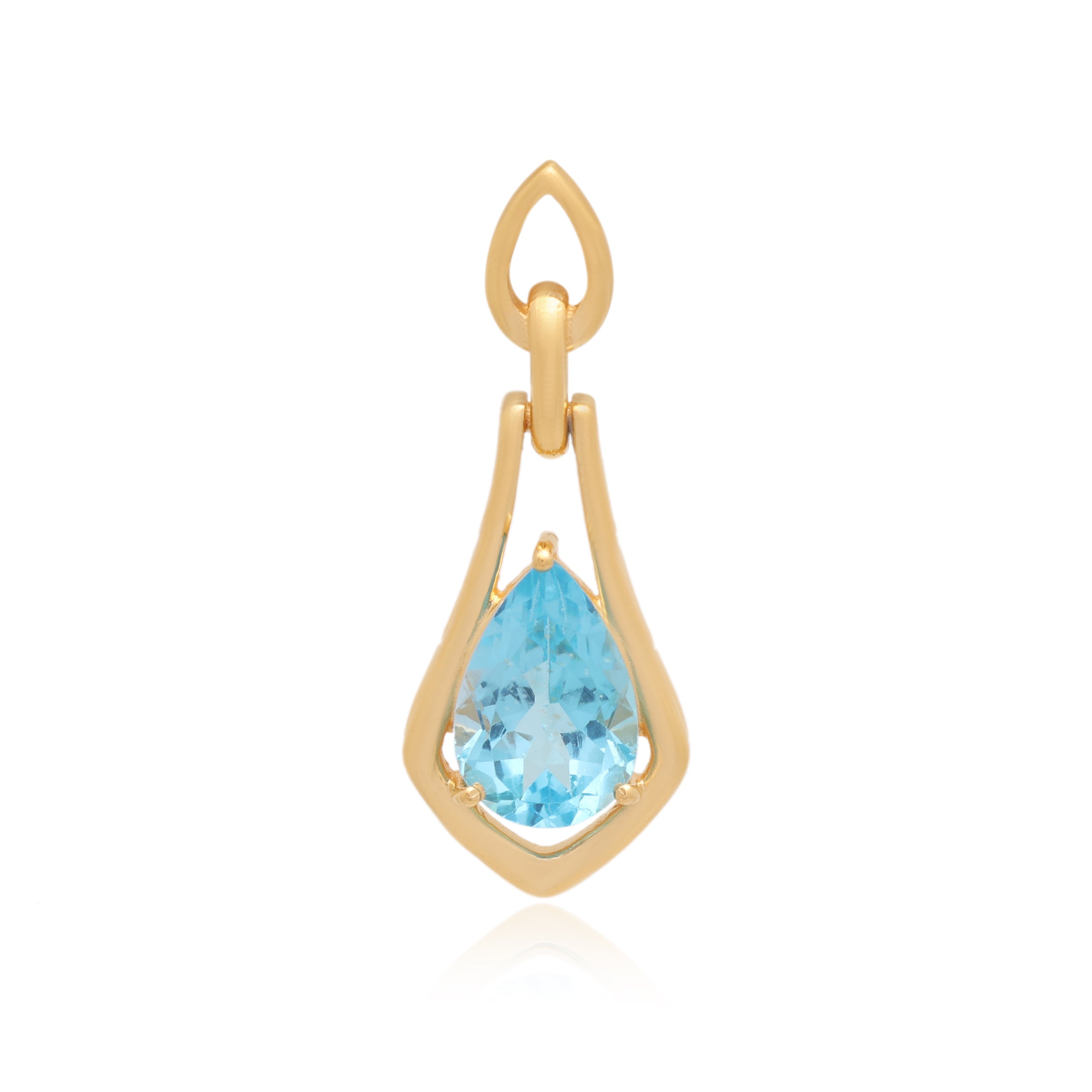 Swiss Blue Topaz Pear Pendant with Prong Setting