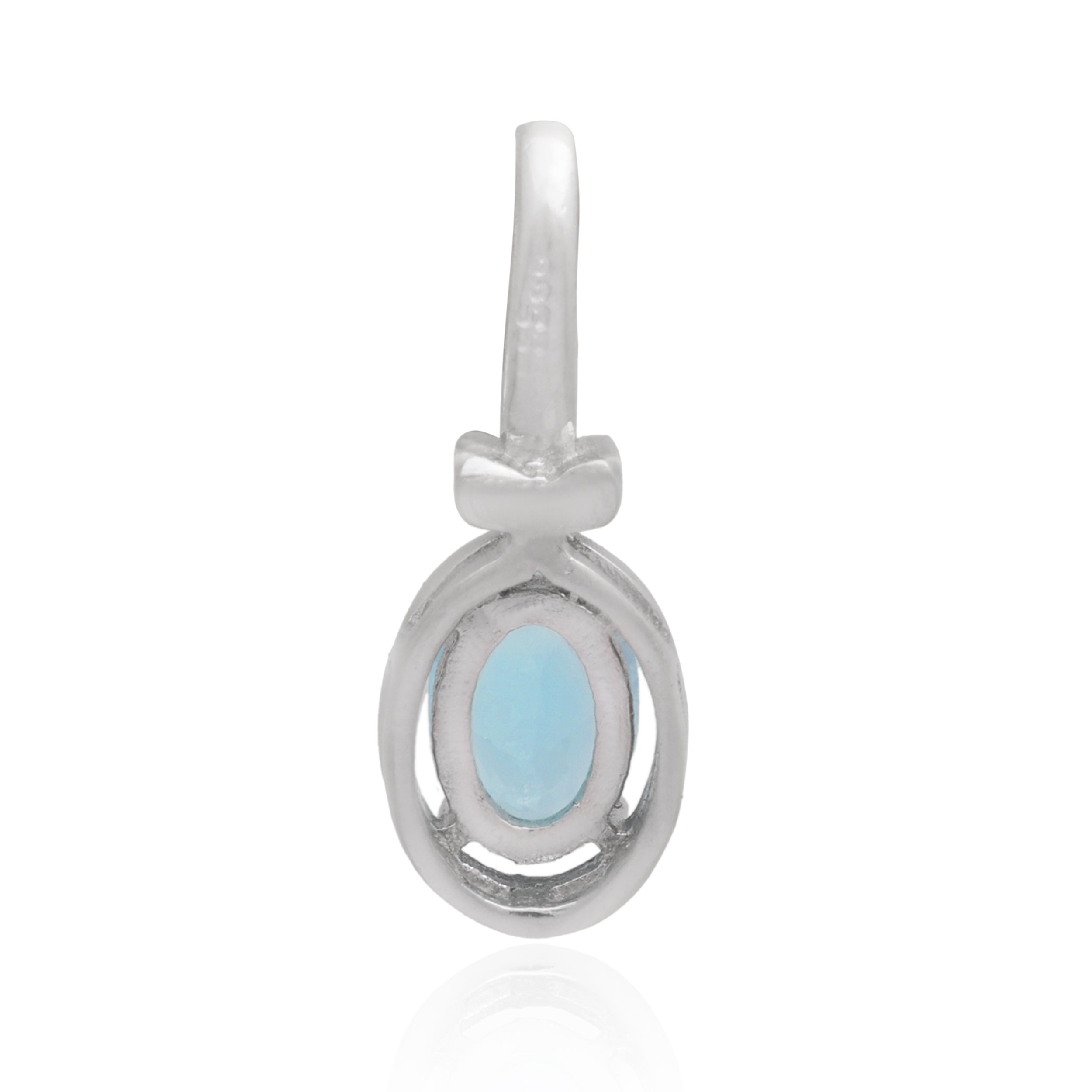 Swiss Blue Topaz Oval Pendant with Prong Setting