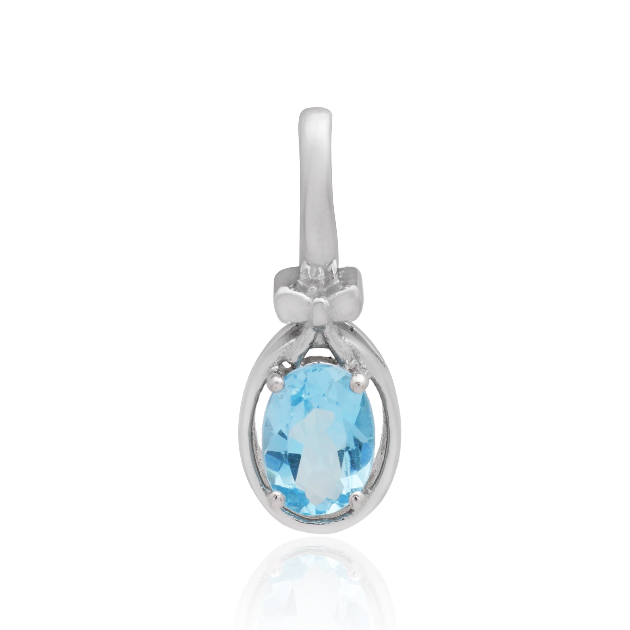 Swiss Blue Topaz Oval Pendant with Prong Setting