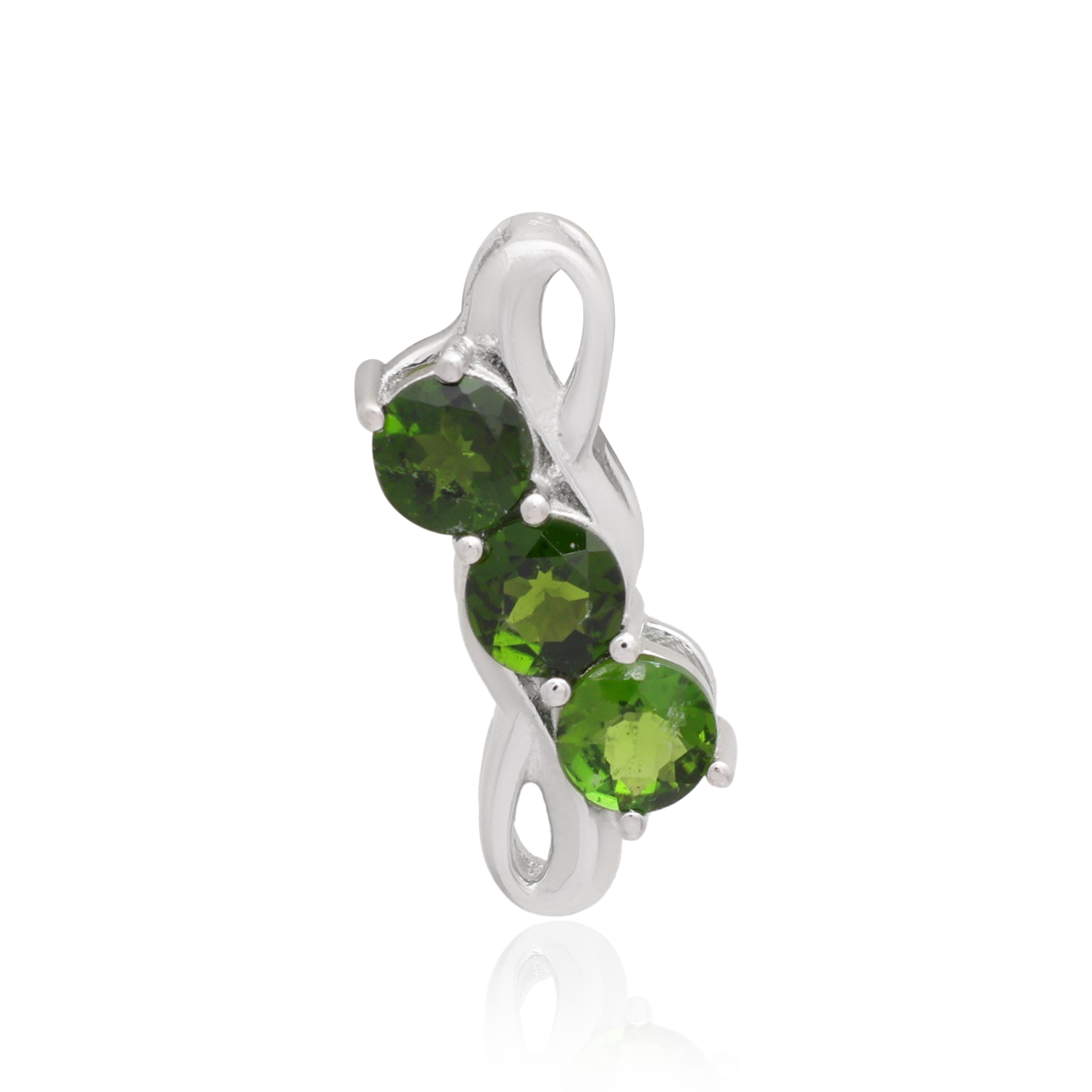 Chrome Diopside Round Pendant with Prong Setting