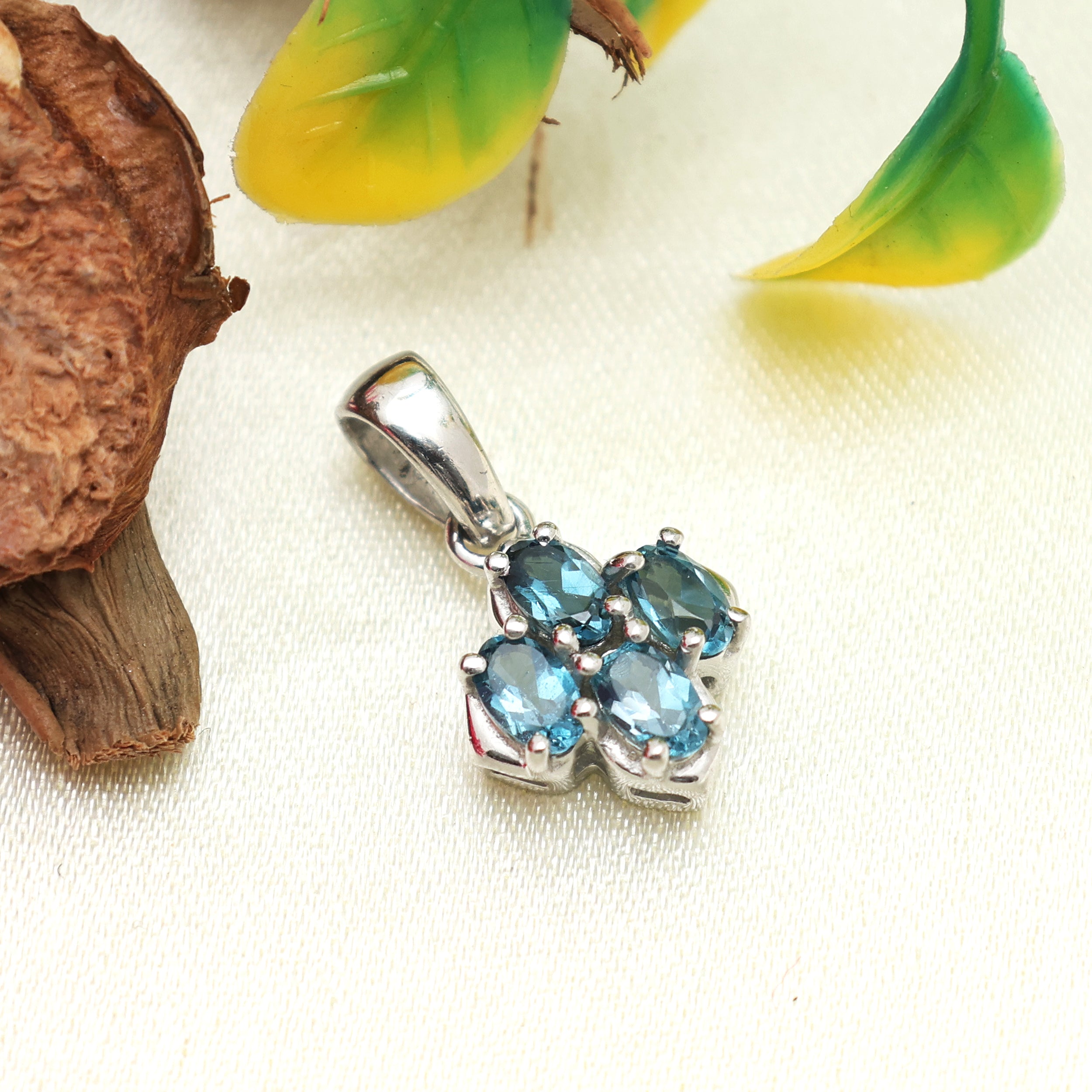 London Blue Topaz Oval Pendant with Prong Setting