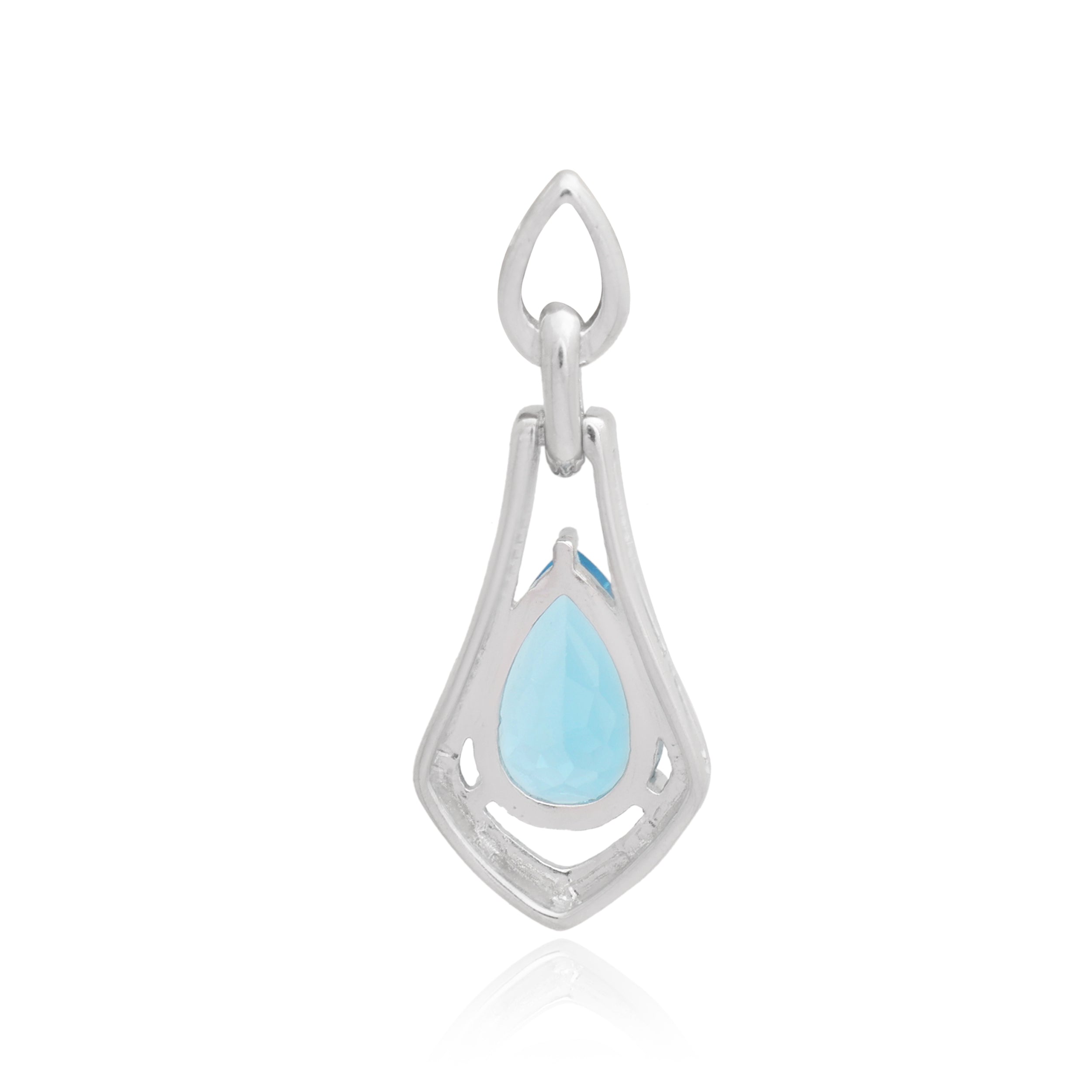 Swiss Blue Topaz Pear Pendant with Prong Setting