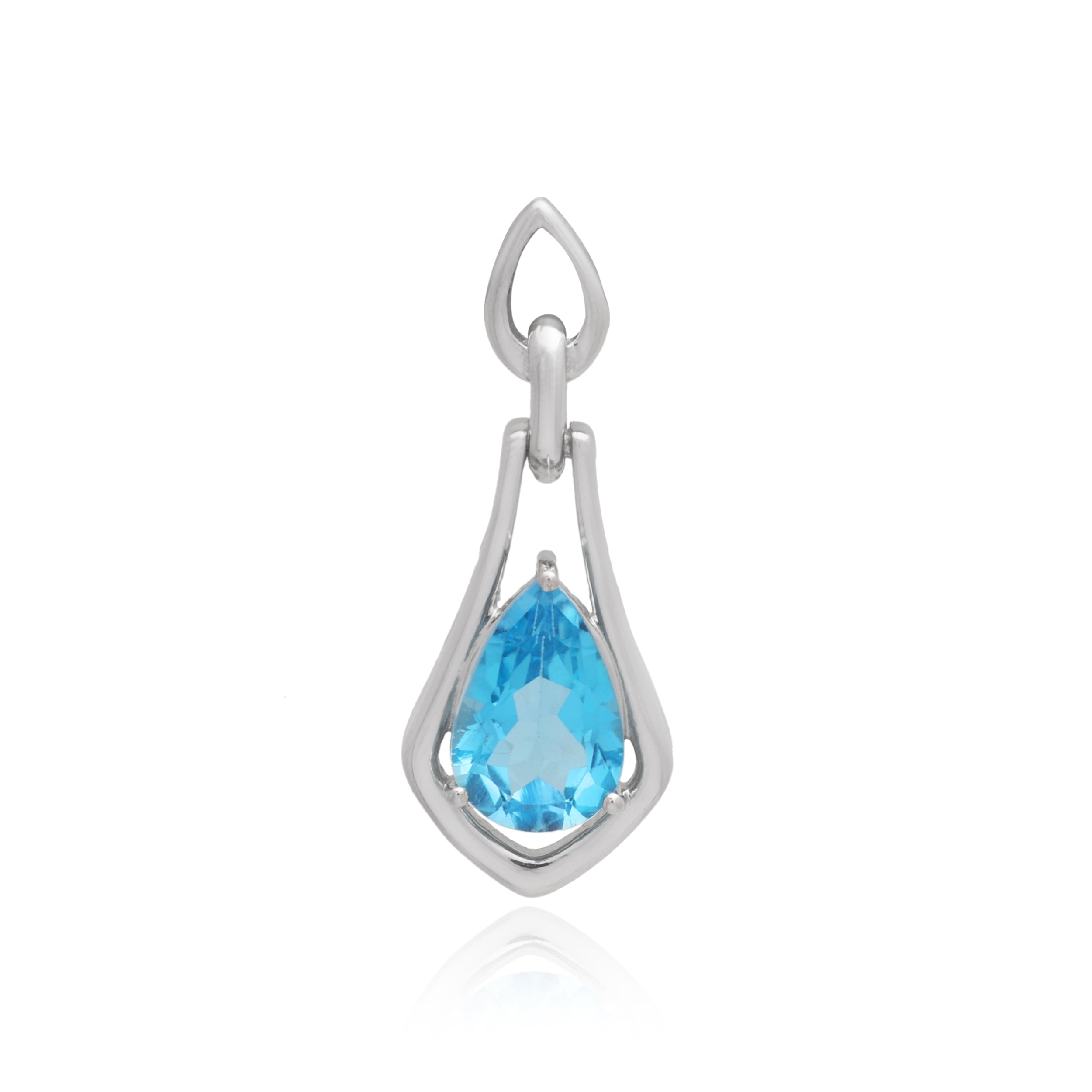 Swiss Blue Topaz Pear Pendant with Prong Setting