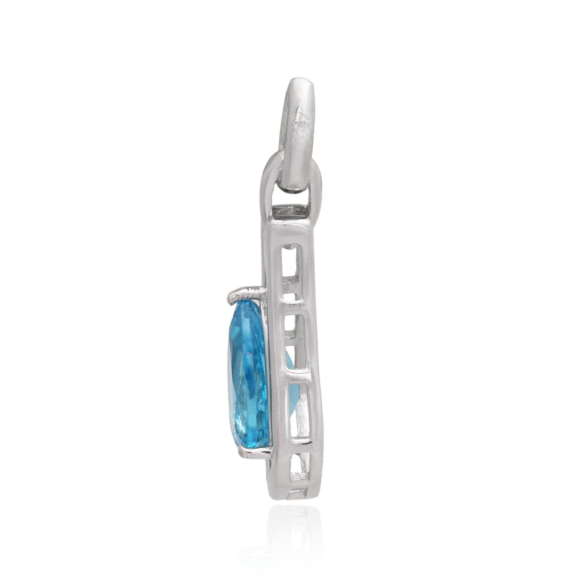 Swiss Blue Topaz Pear Pendant with Prong Setting