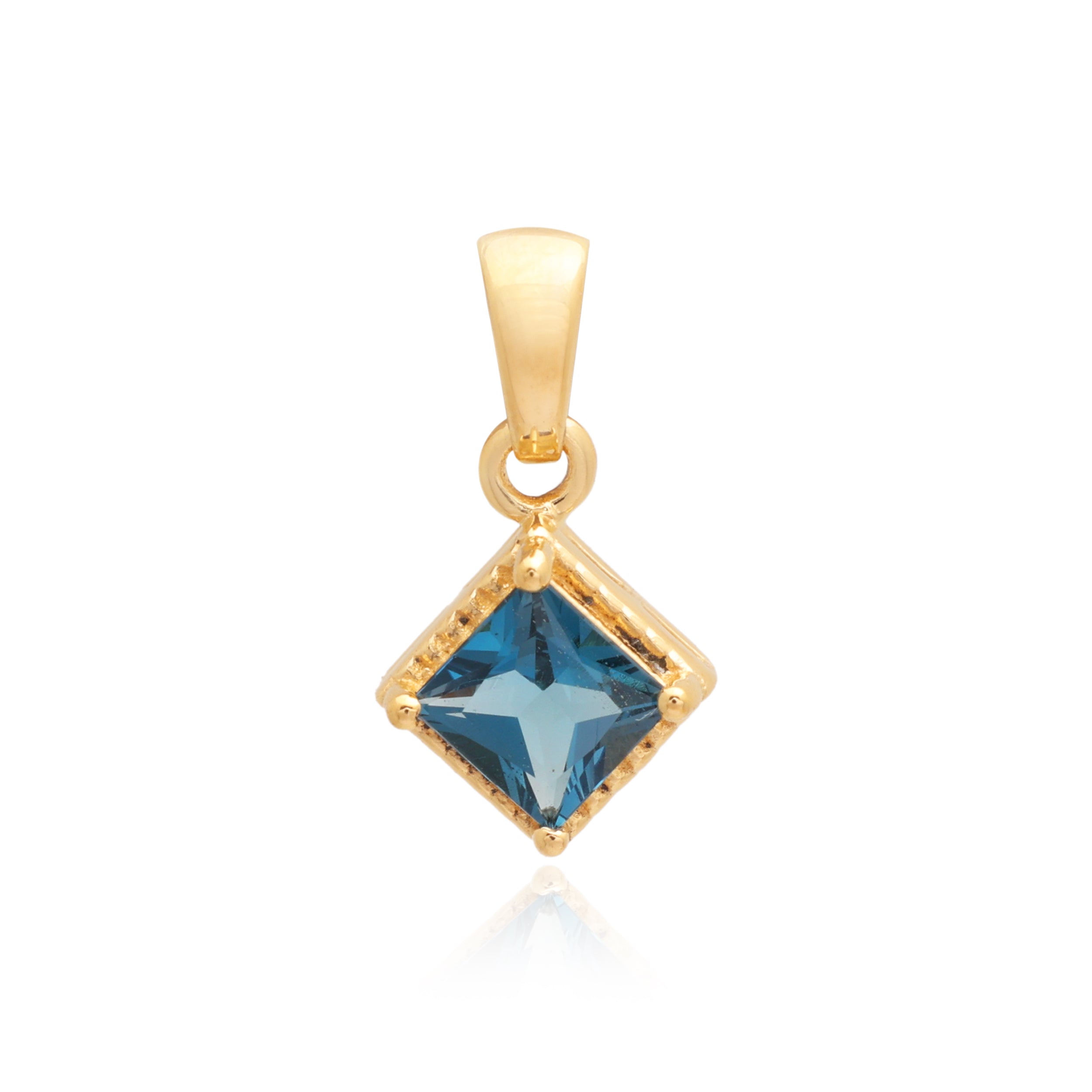 London Blue Topaz Square Pendant with Prong Setting