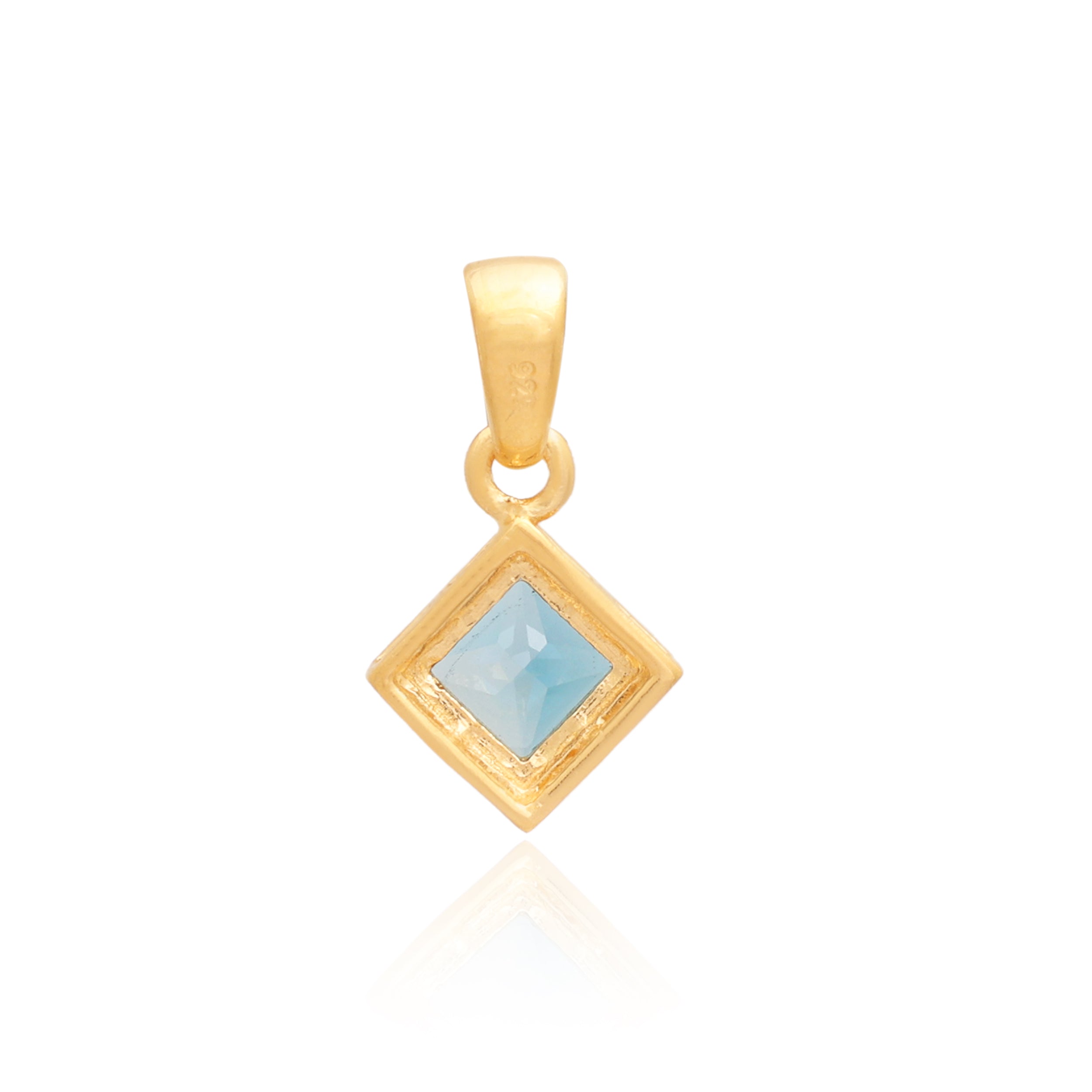 London Blue Topaz Square Pendant with Prong Setting