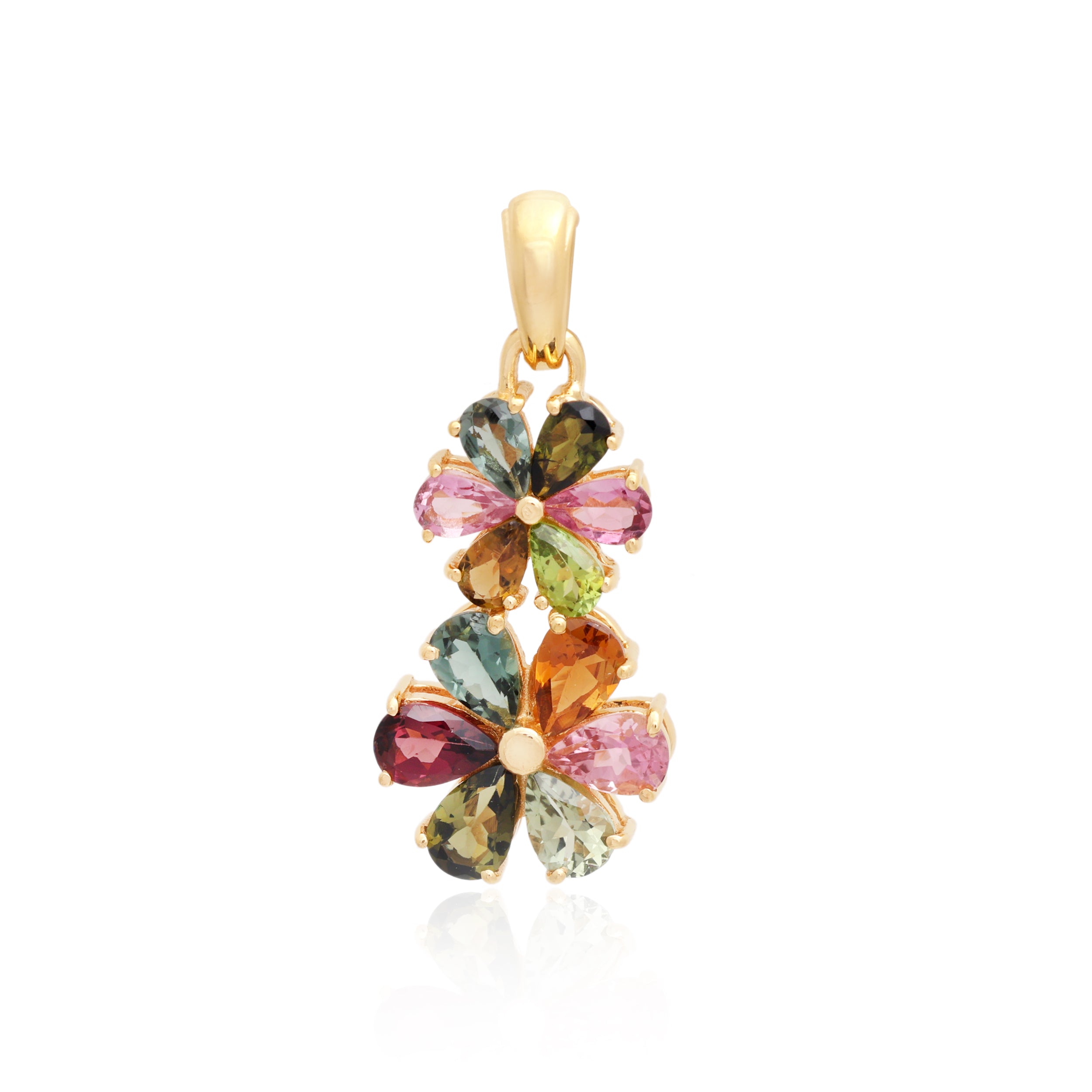 Multi Tourmaline Pear Pendant with Prong Setting