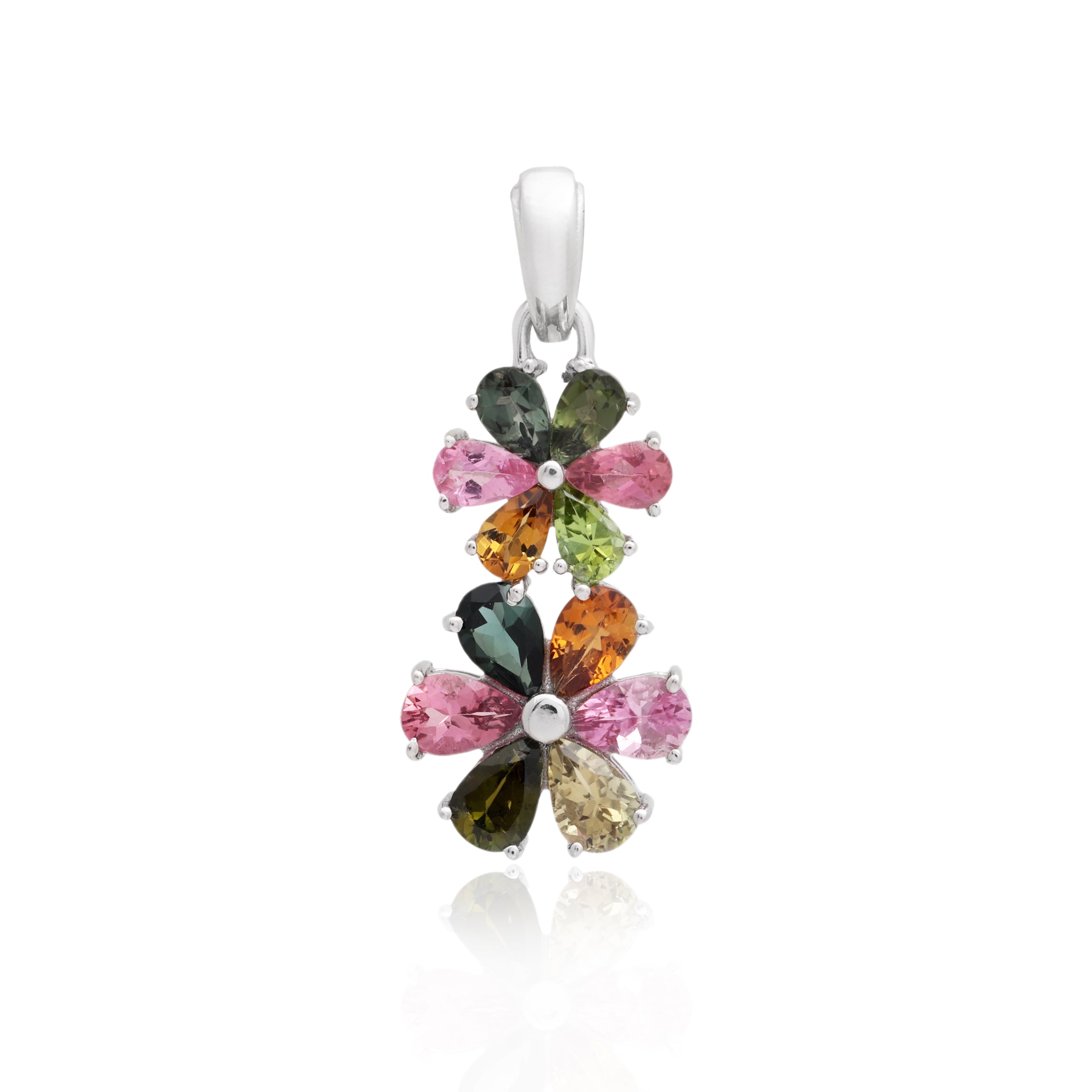 Multi Tourmaline Pear Pendant with Prong Setting