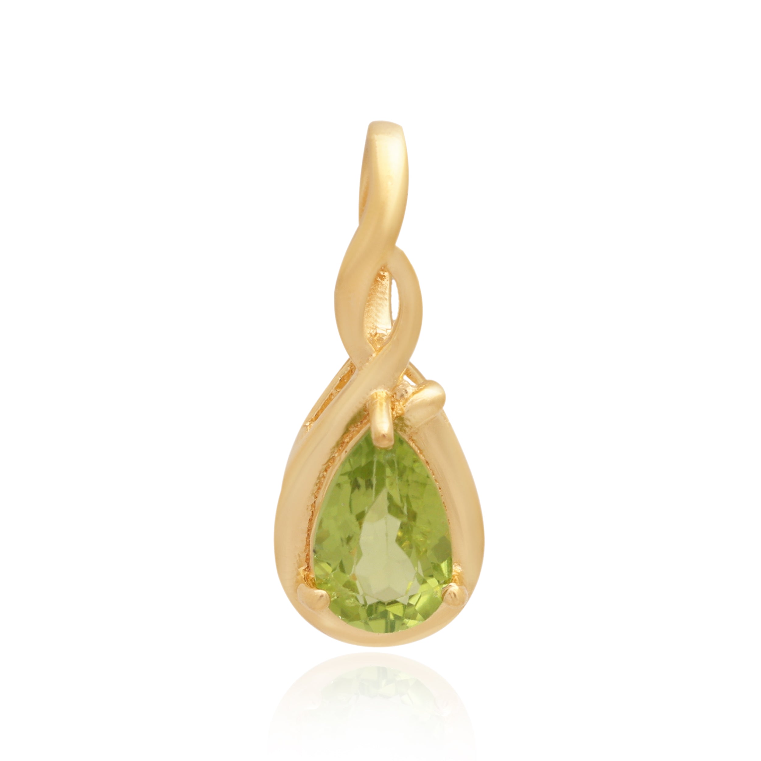 Peridot Pear Pendant with Prong Setting