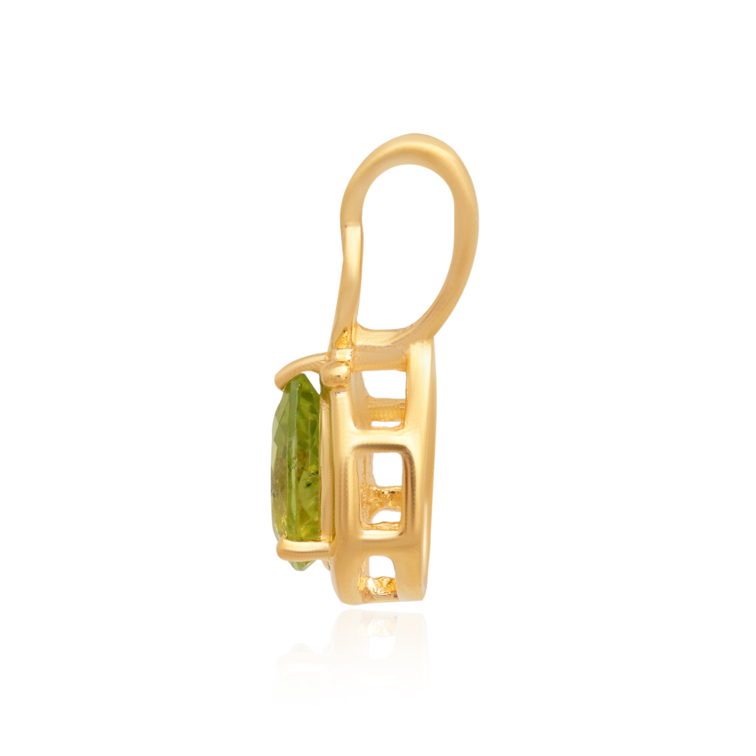 Peridot Pear Pendant with Prong Setting