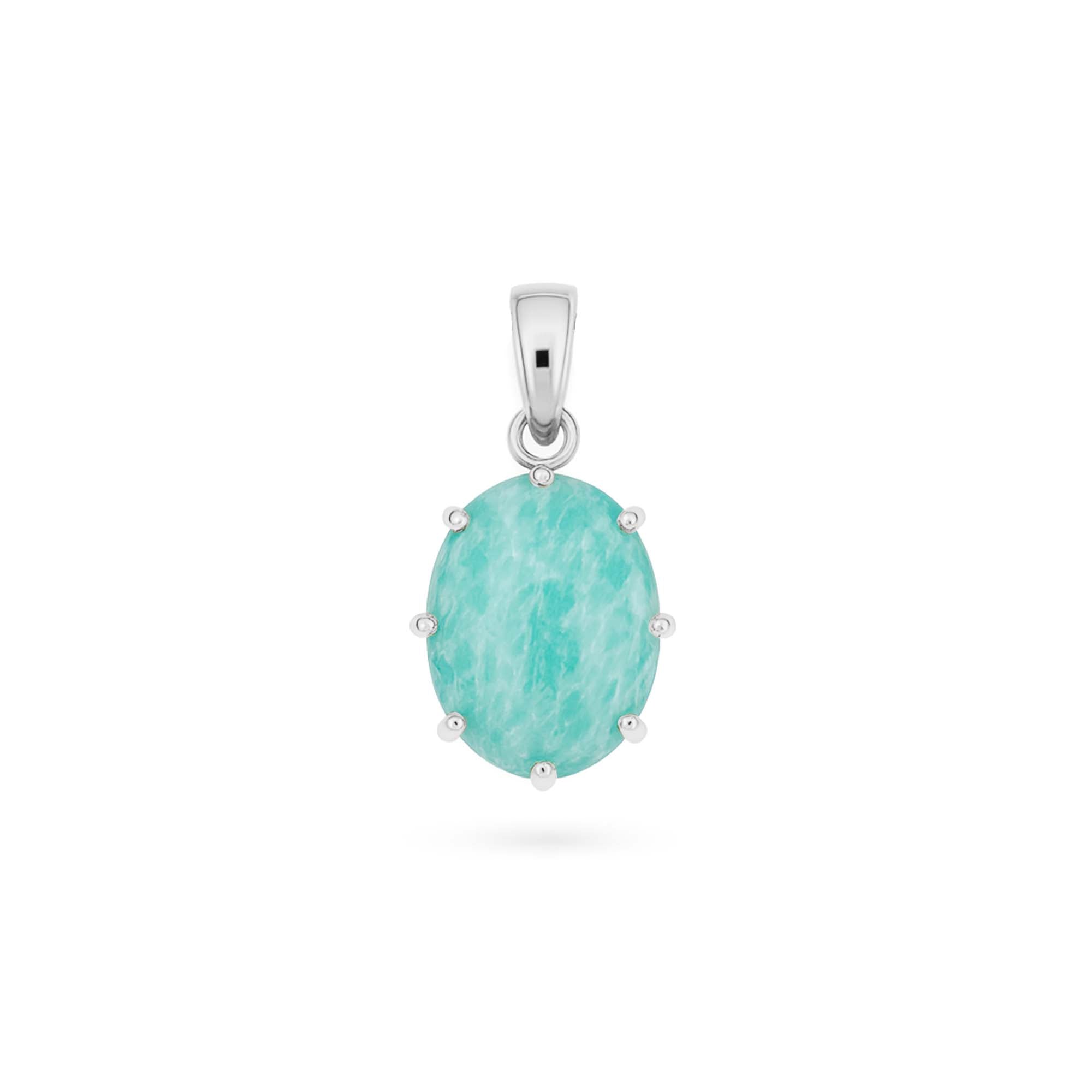 Amazonite Oval Pendant with Prong Setting