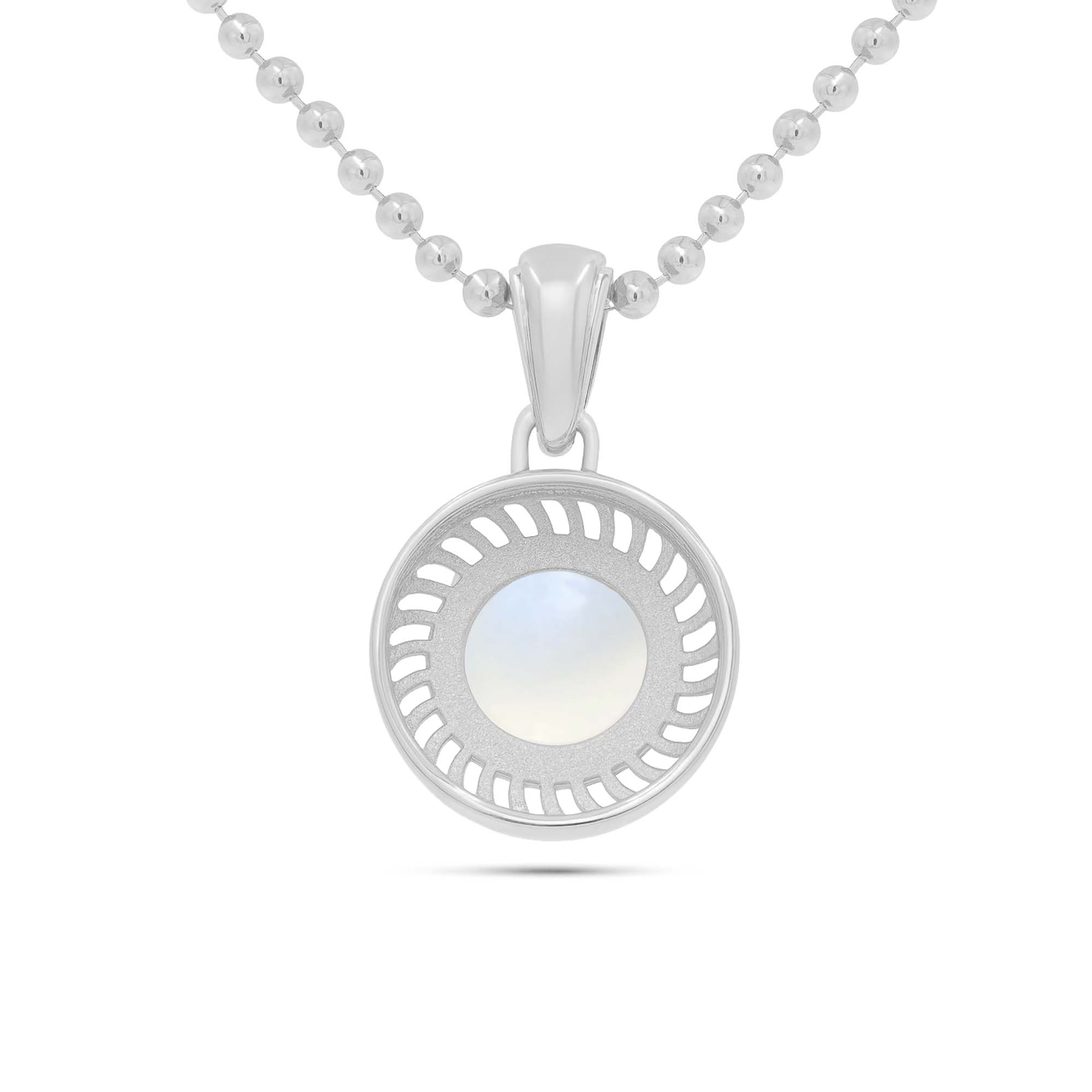African moonstone Round Pendant with Prong Setting
