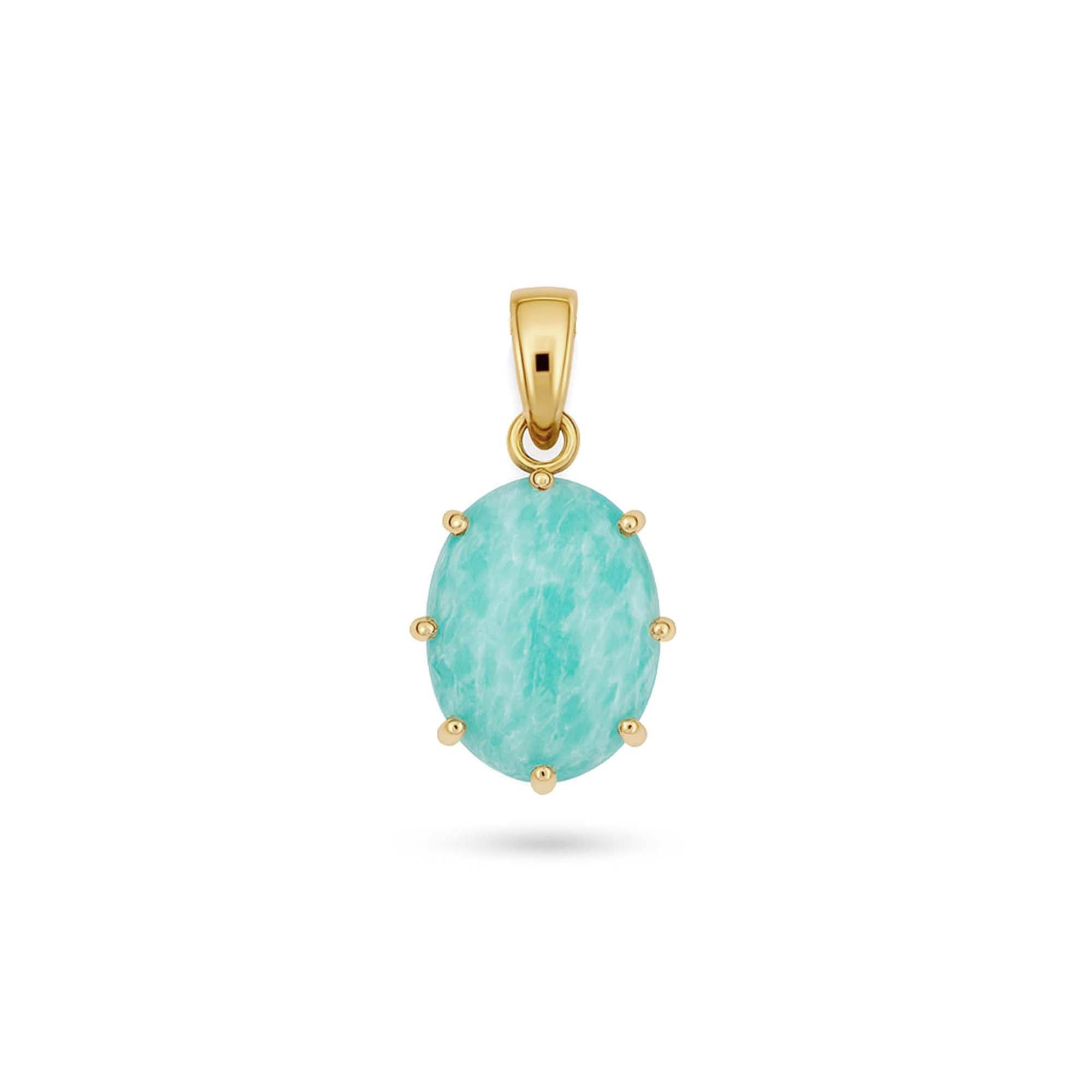 Amazonite Oval Pendant with Prong Setting