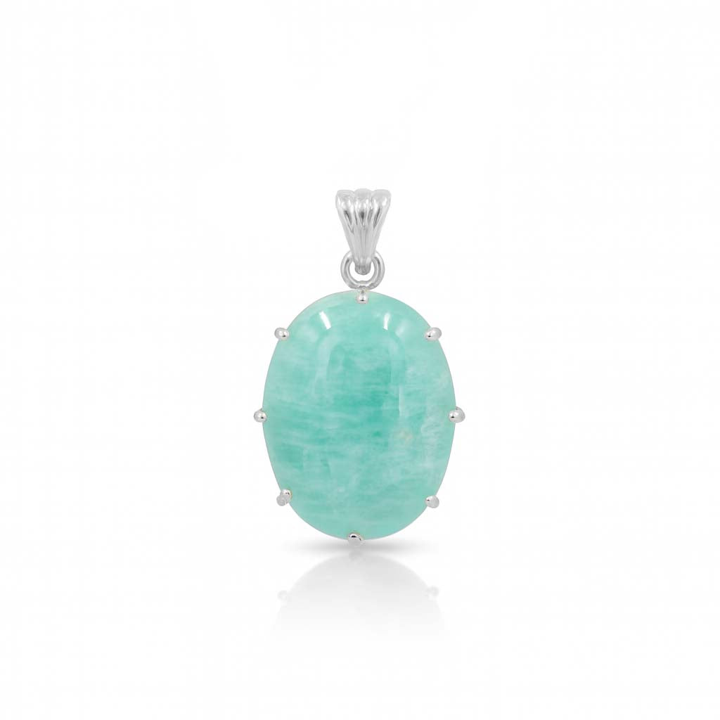 Amazonite Oval Pendant with Prong Setting