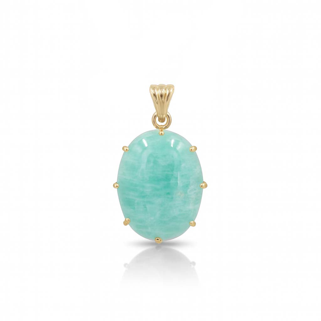 Amazonite Oval Pendant with Prong Setting