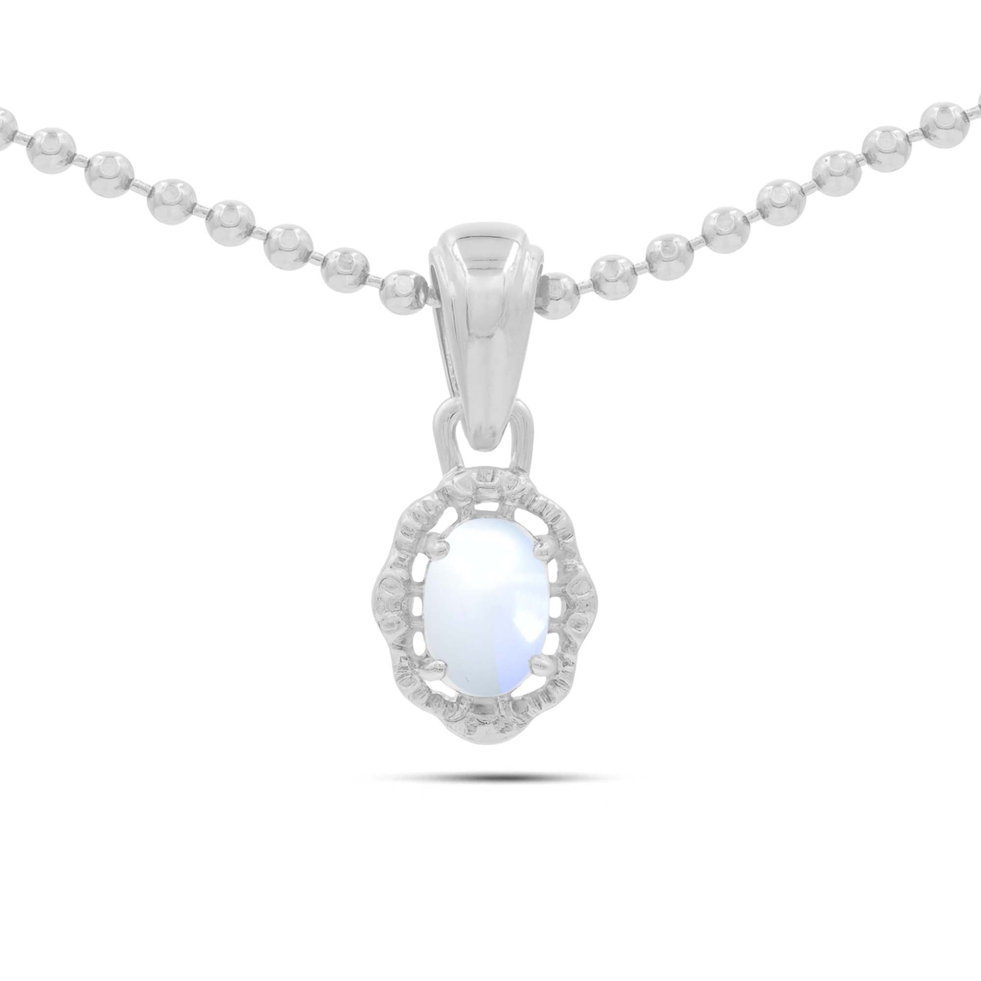 African moonstone Oval Pendant with Prong Setting