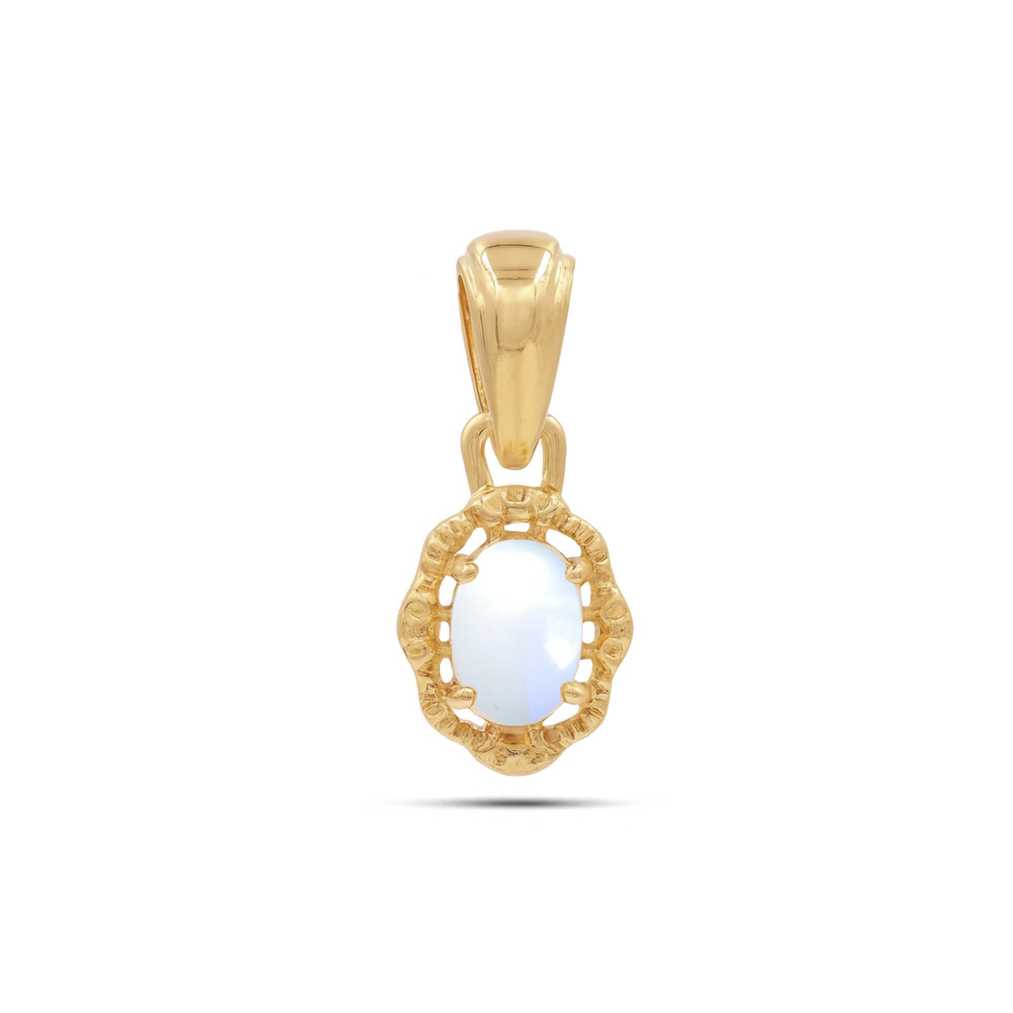 African moonstone Oval Pendant with Prong Setting