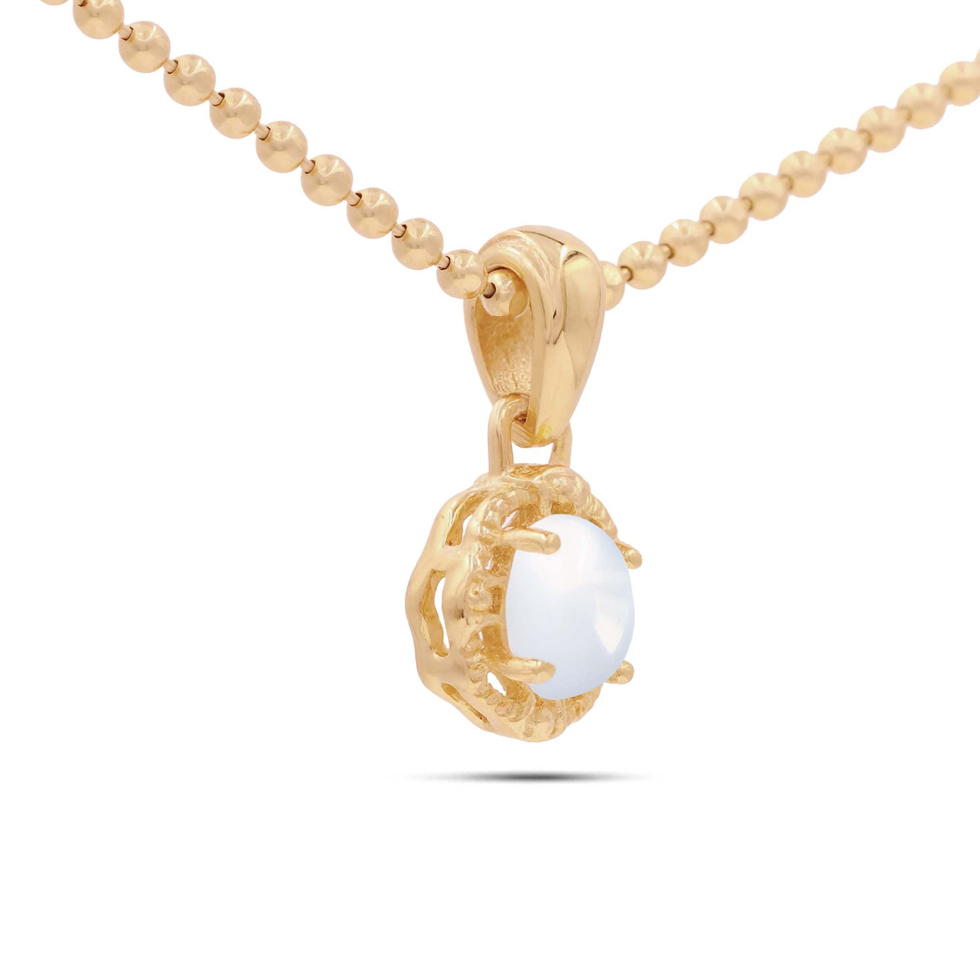 African moonstone Oval Pendant with Prong Setting