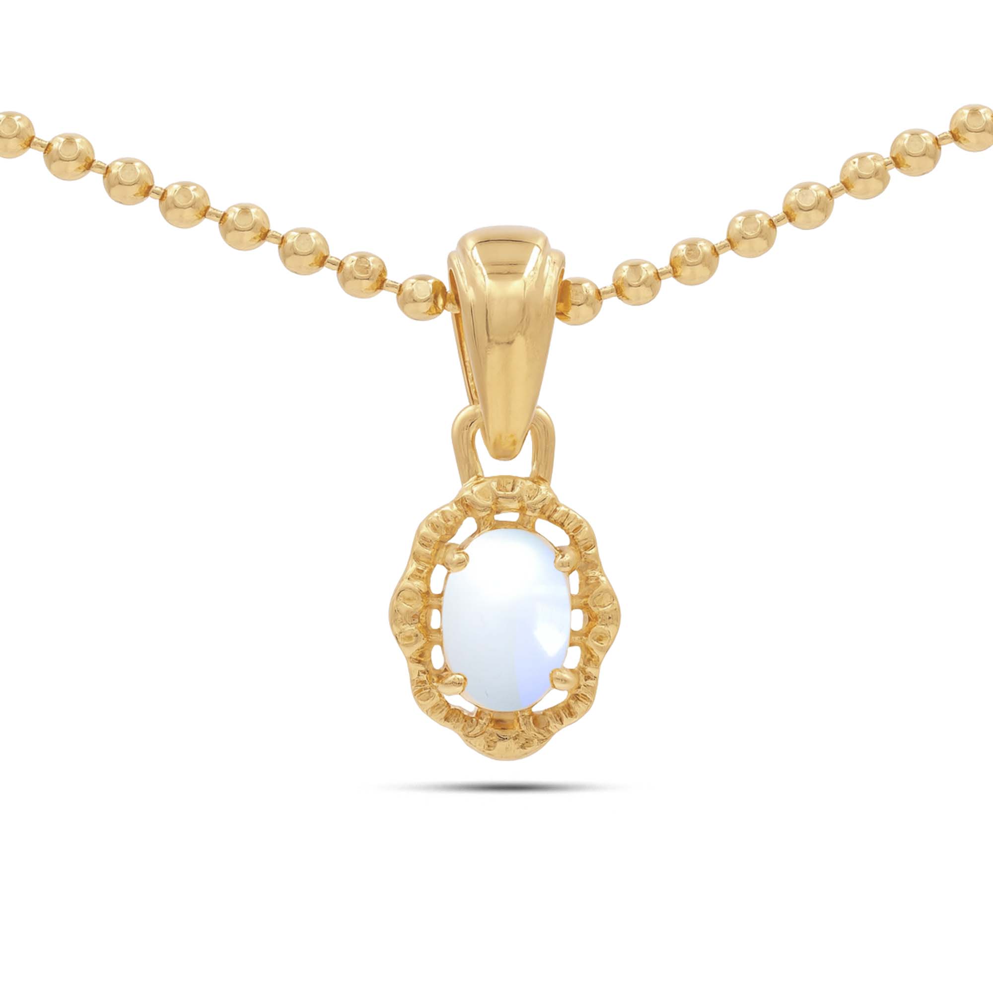African moonstone Oval Pendant with Prong Setting