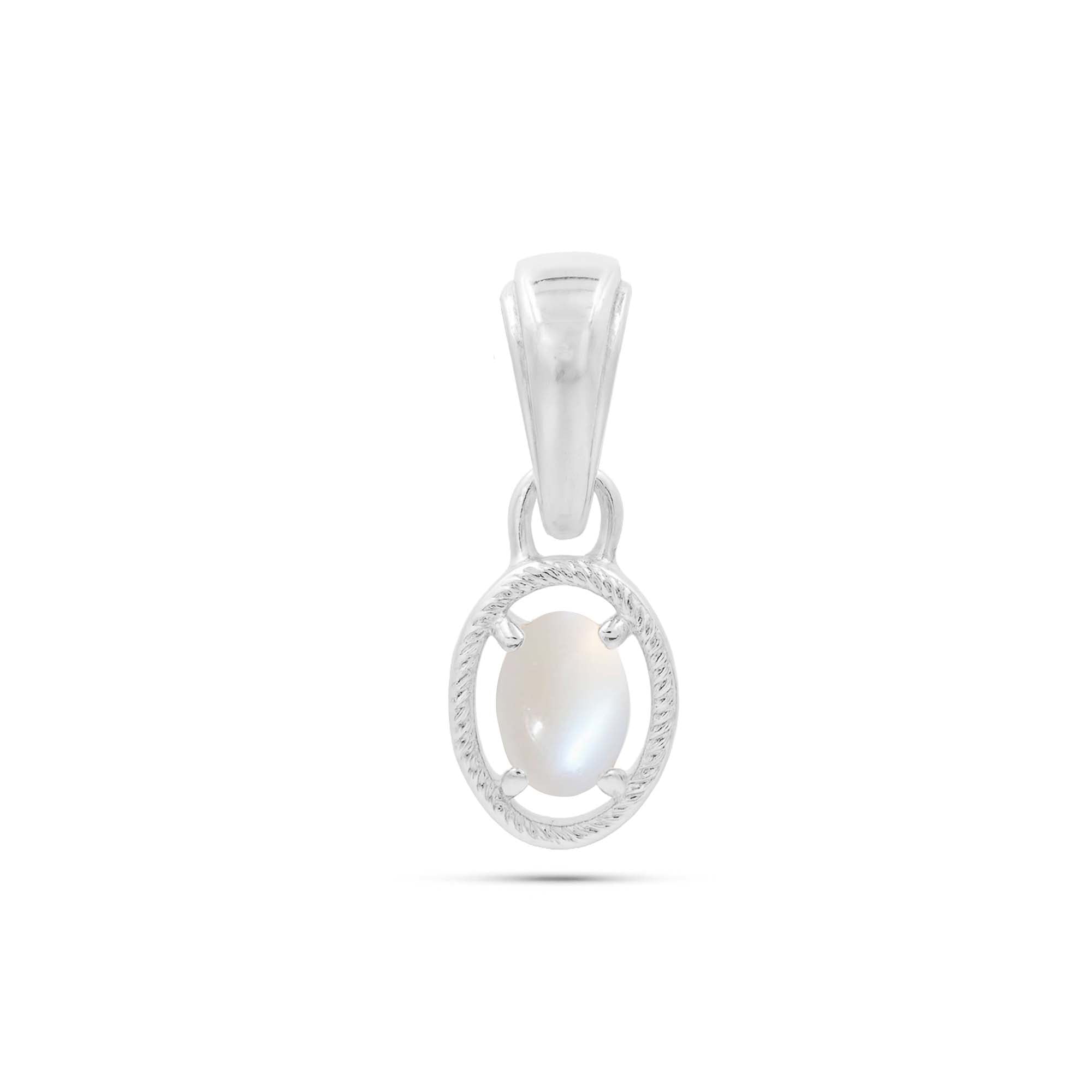 African moonstone Oval Pendant with Prong Setting