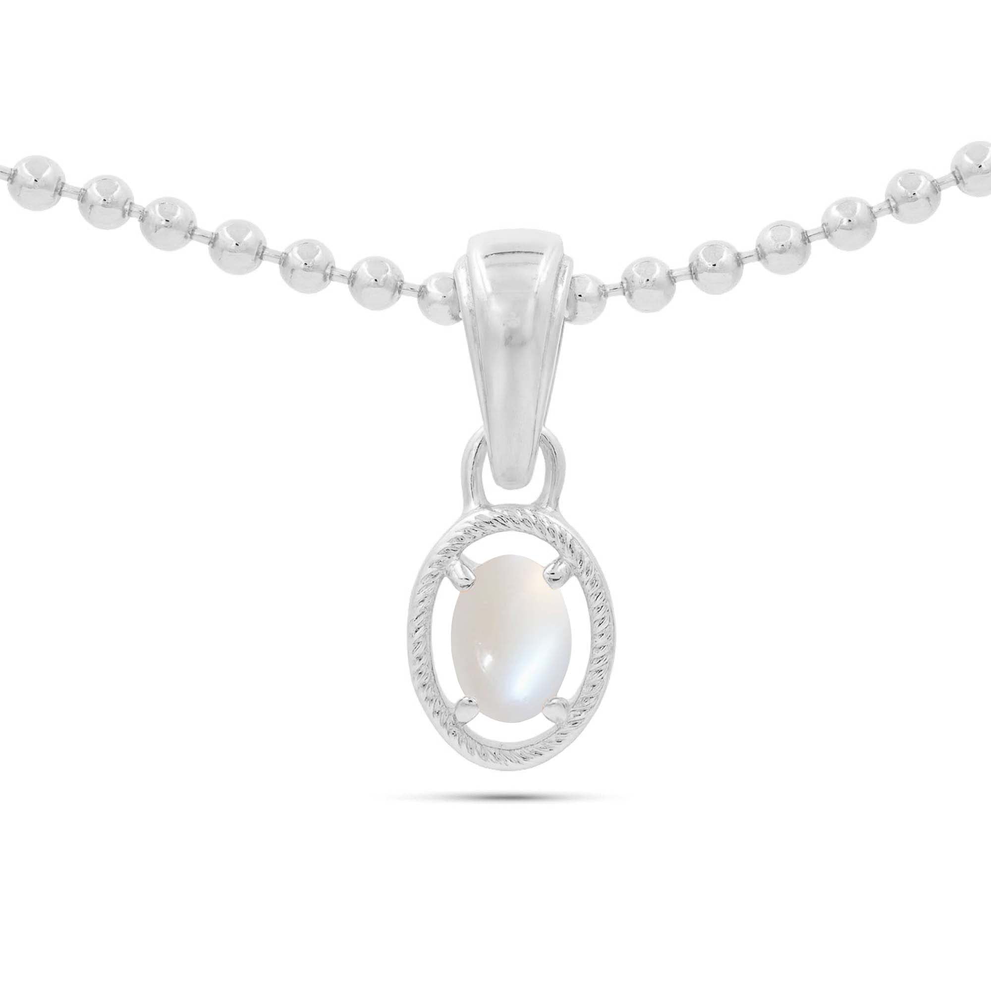 African moonstone Oval Pendant with Prong Setting
