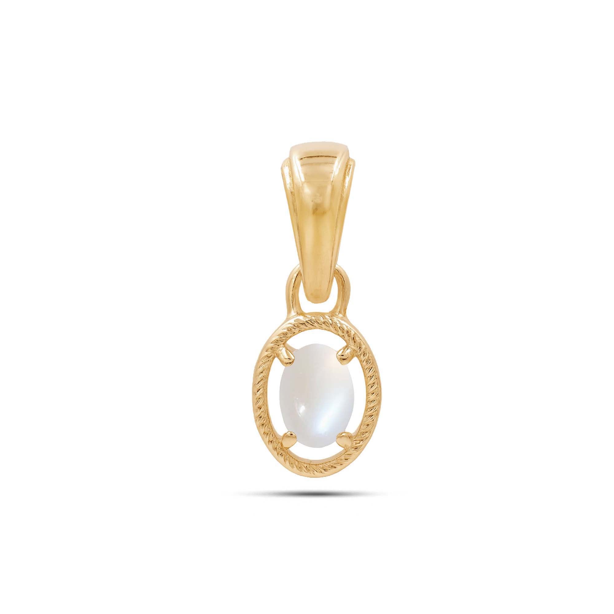 African moonstone Oval Pendant with Prong Setting