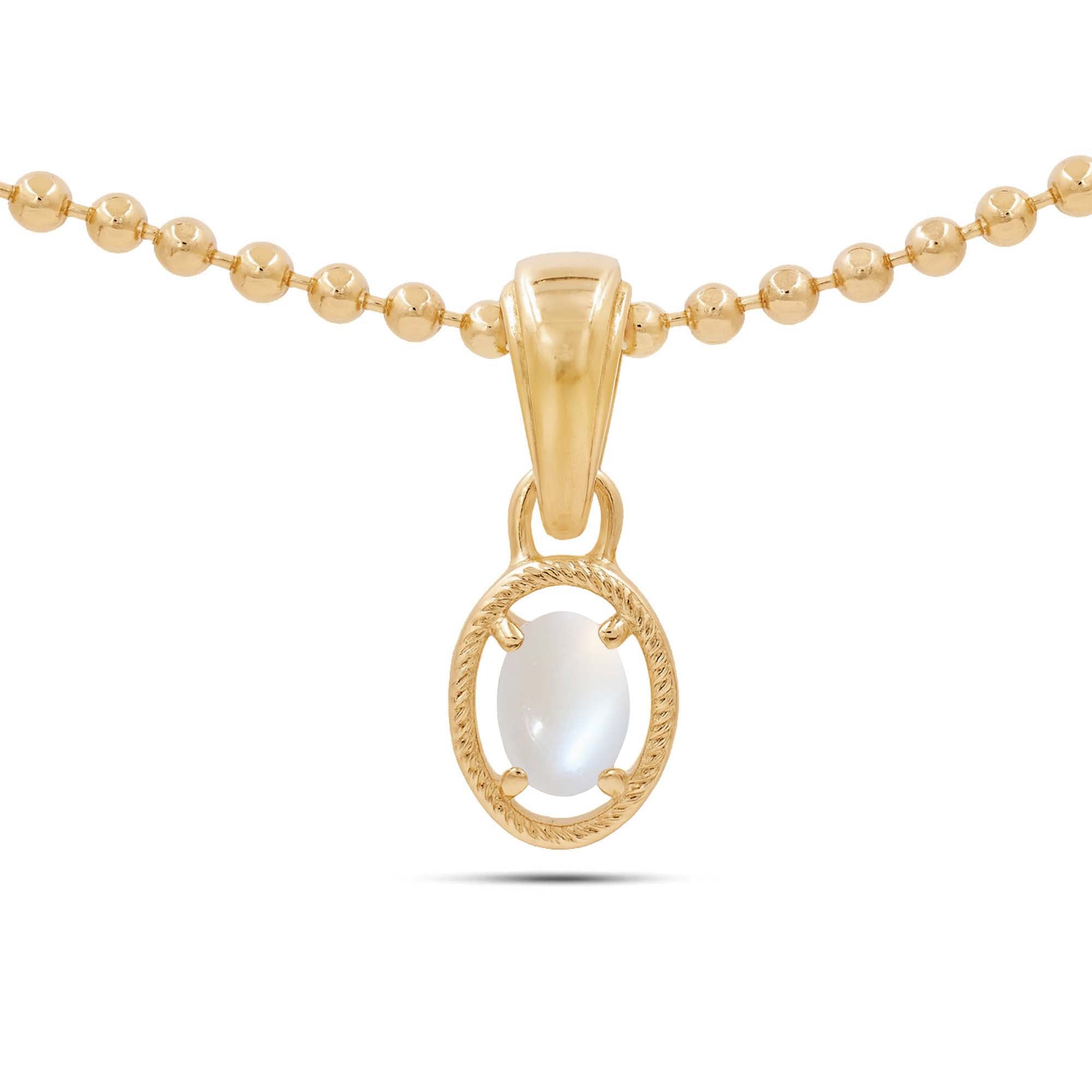 African moonstone Oval Pendant with Prong Setting