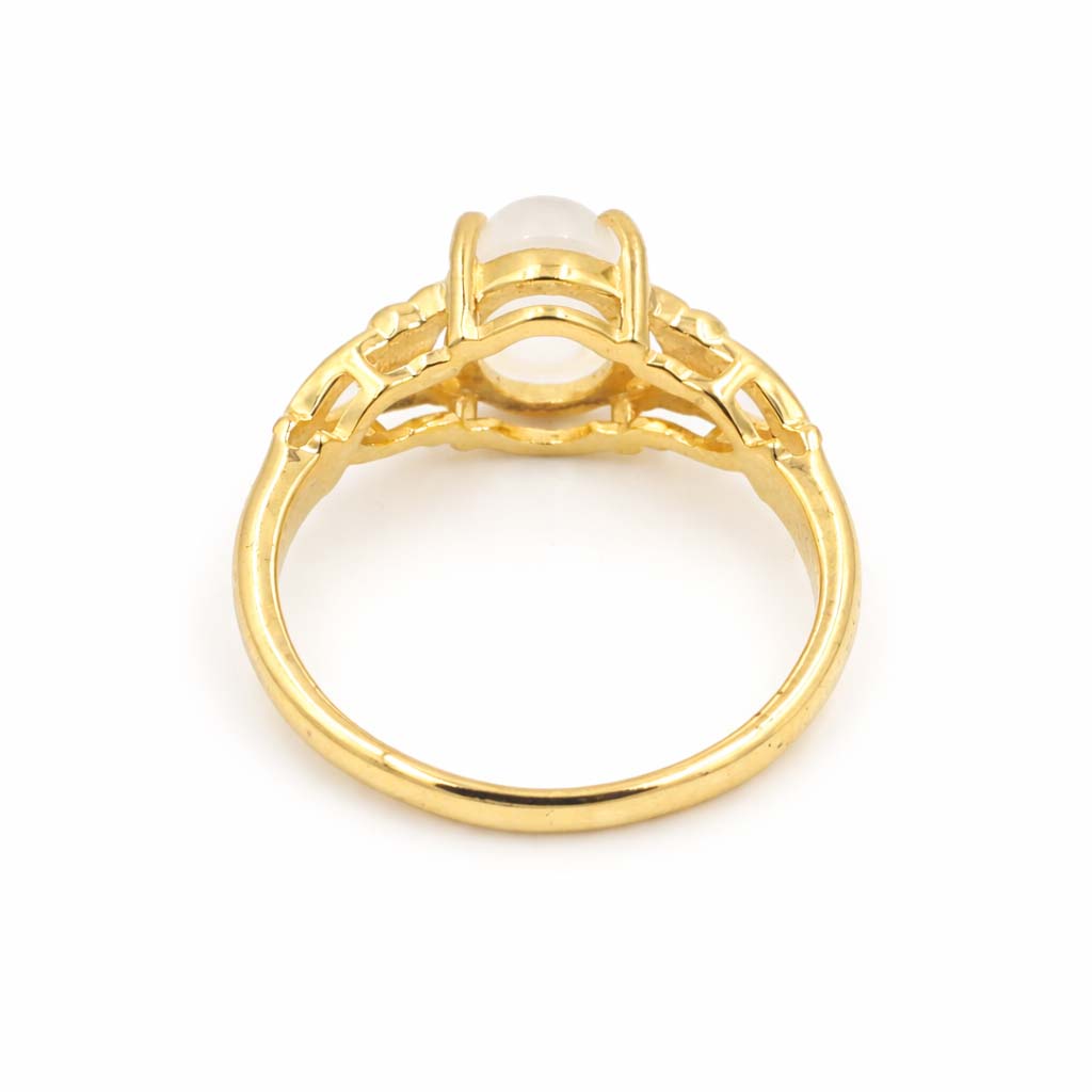 African Moonstone Oval Cabochon Modern Art Designer Ring in 925 Sterling Silver