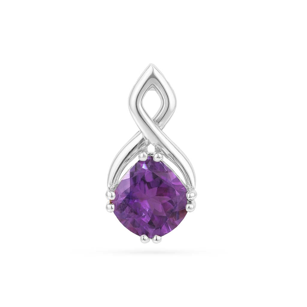 Amethyst cushion Pendant with Prong Setting