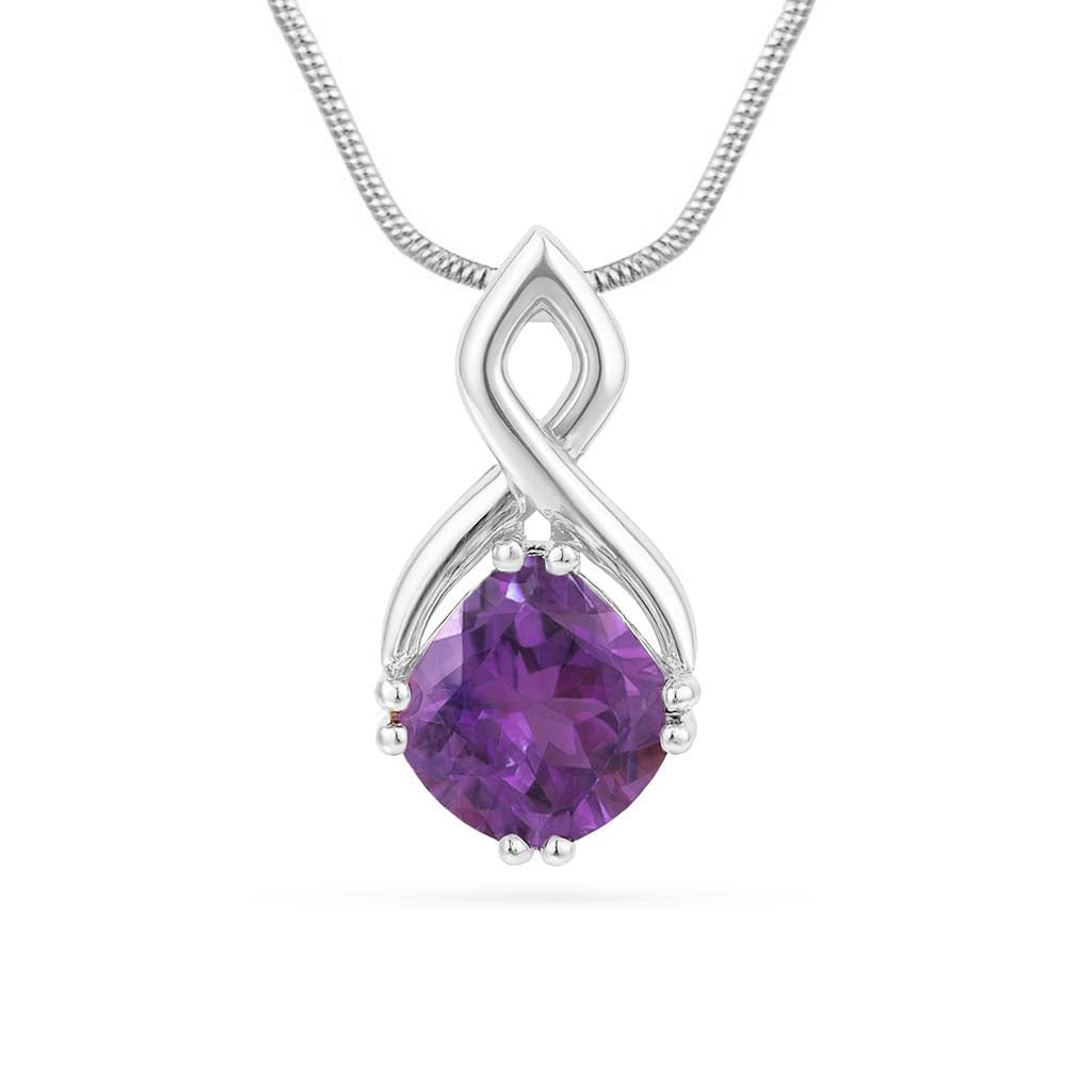 Amethyst cushion Pendant with Prong Setting