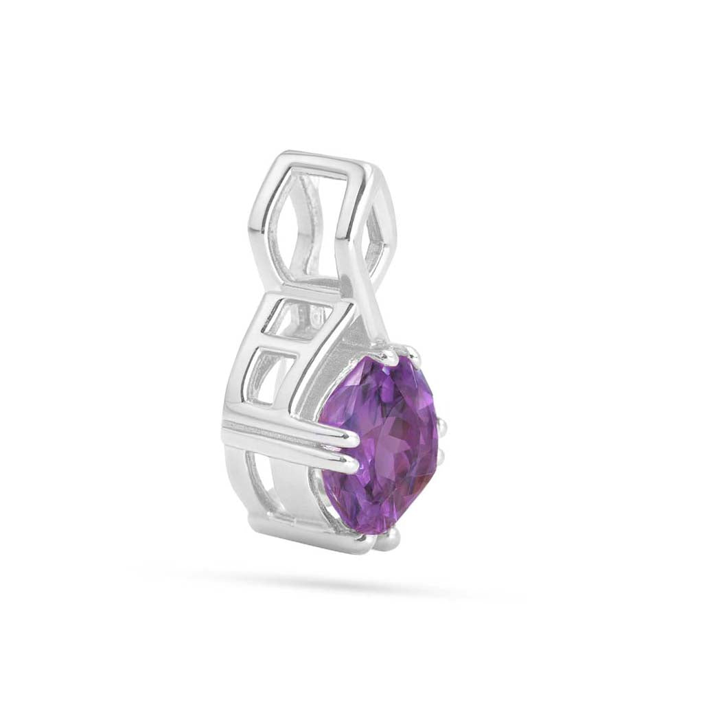 Amethyst cushion Pendant with Prong Setting