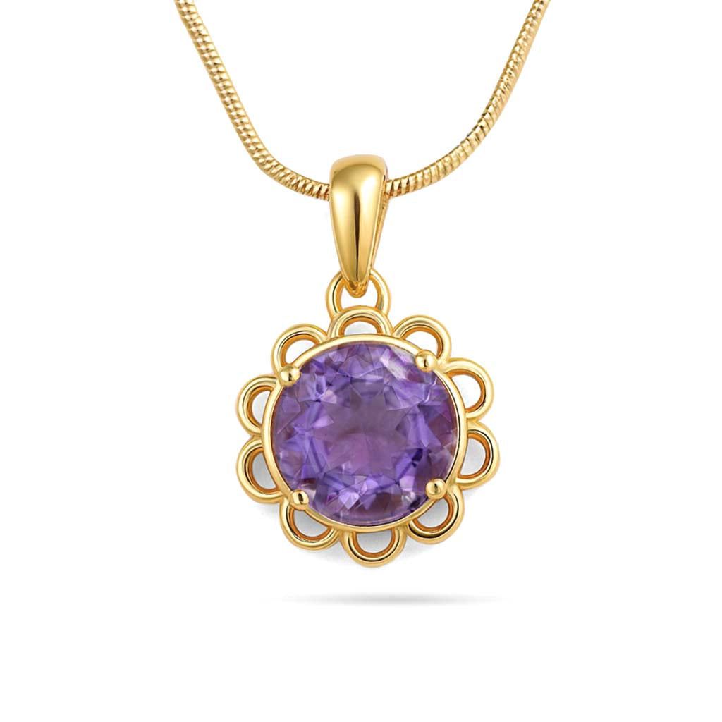 Amethyst  Round Pendant with Prong Setting