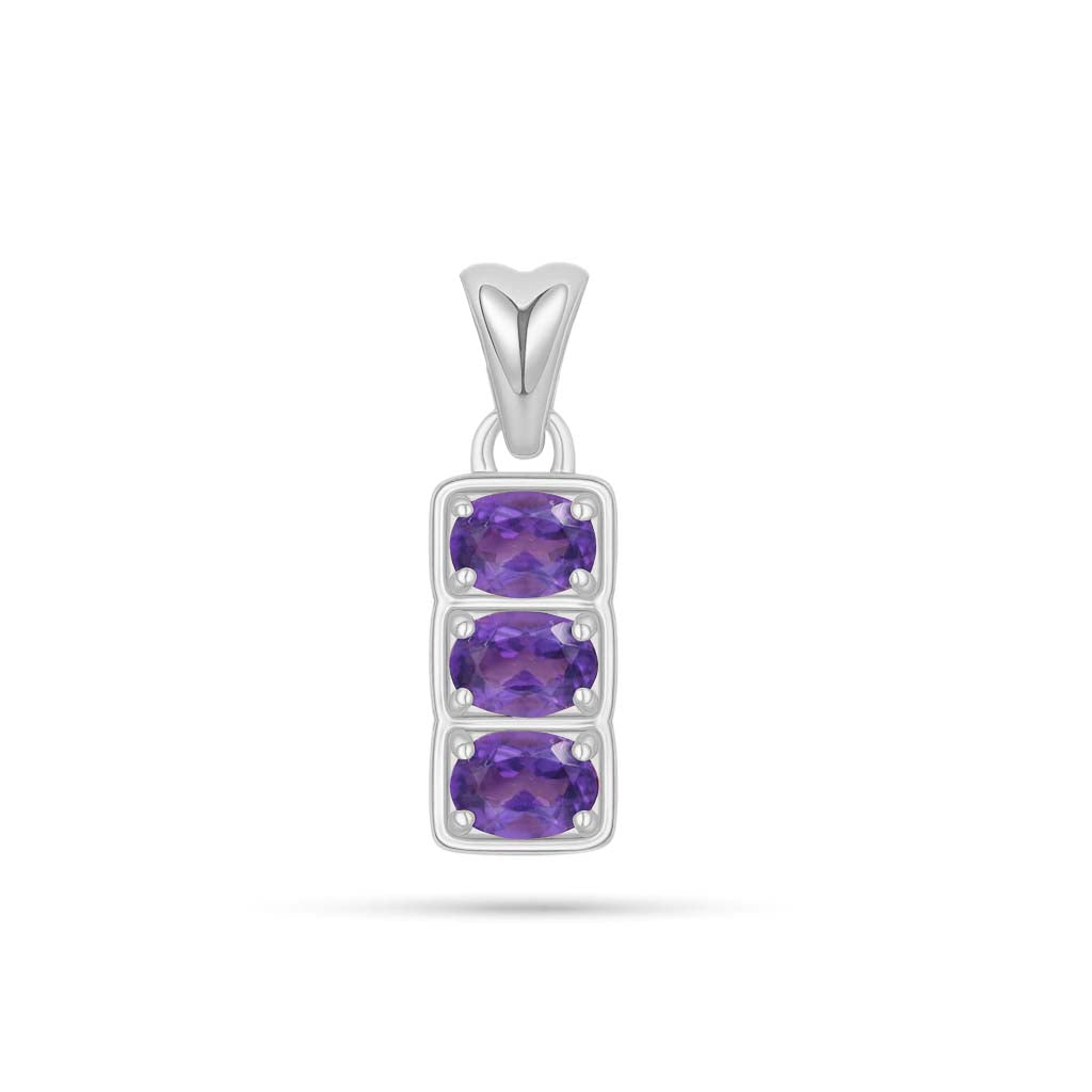 Amethyst Oval Pendant with Prong Setting