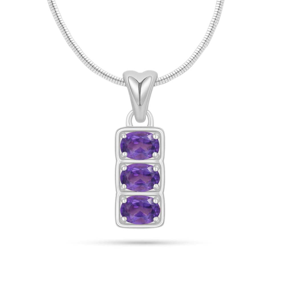 Amethyst Oval Pendant with Prong Setting